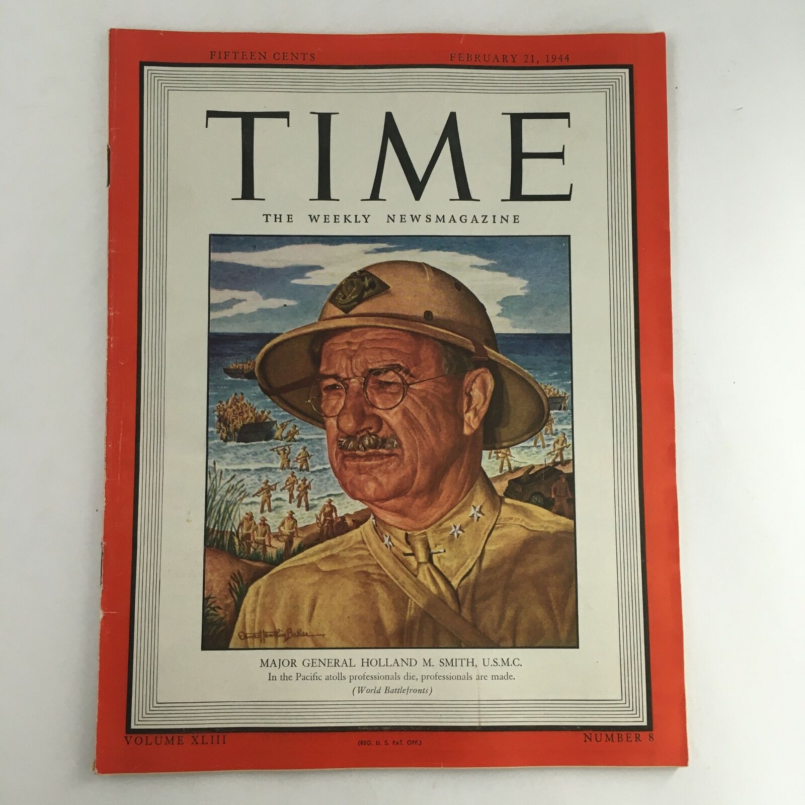 Time Magazine February 21 1944 Vol 43 #8 Major Gen. Holland M. Smith, U.S.M.C.