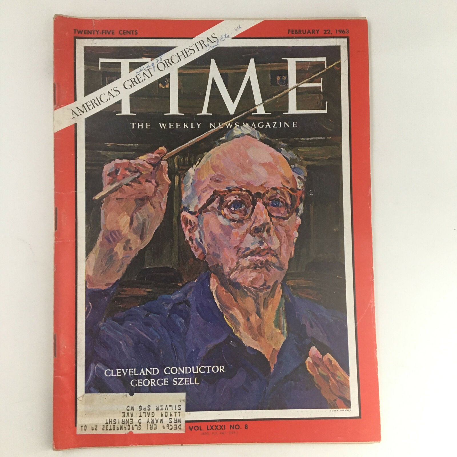 Time Magazine February 22 1963 Vol. 81 No. 8 Cleveland Conductor George Szell