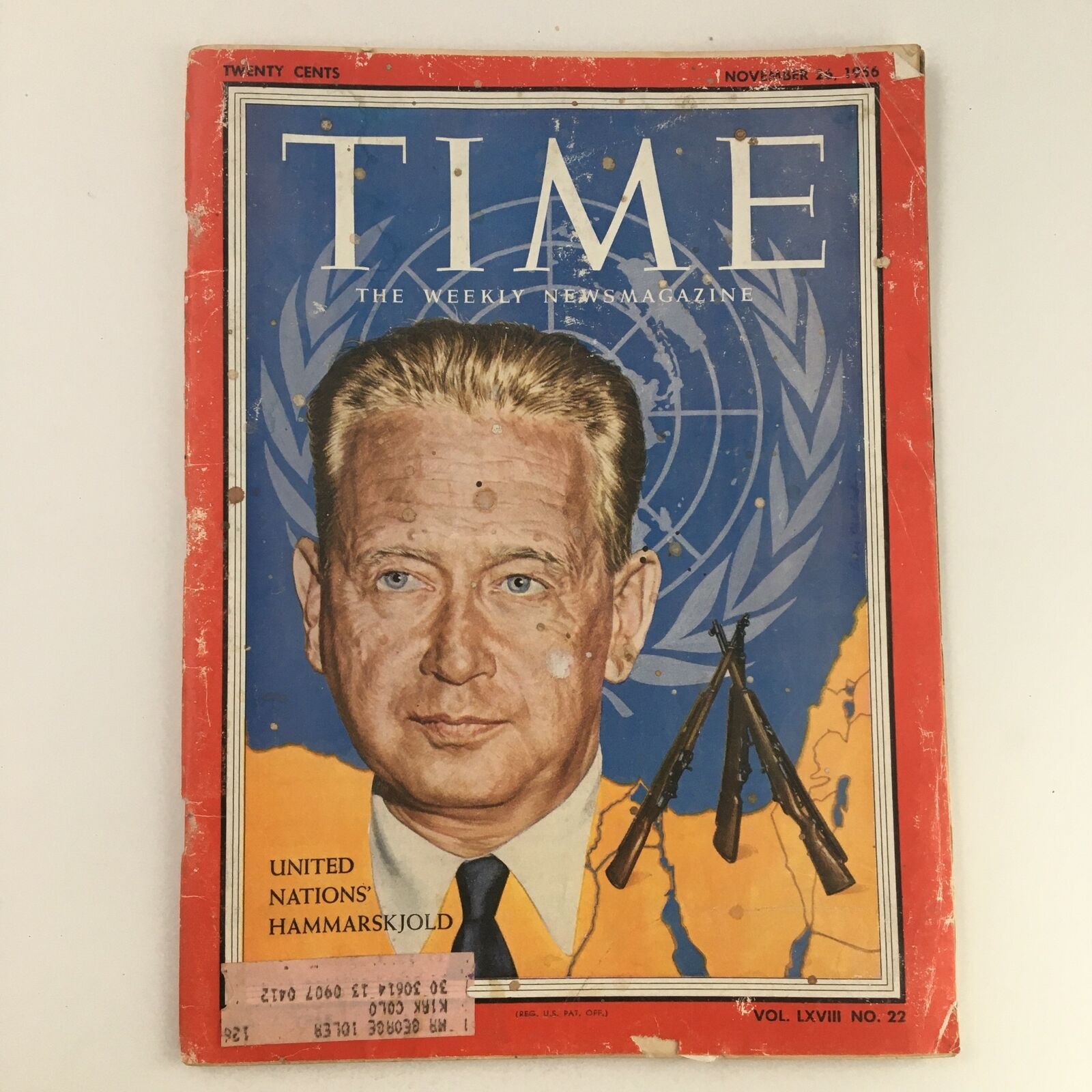 Time Magazine November 26 1956 Vol LXVIII No. 22 United Nations Dag Hammarskjöld