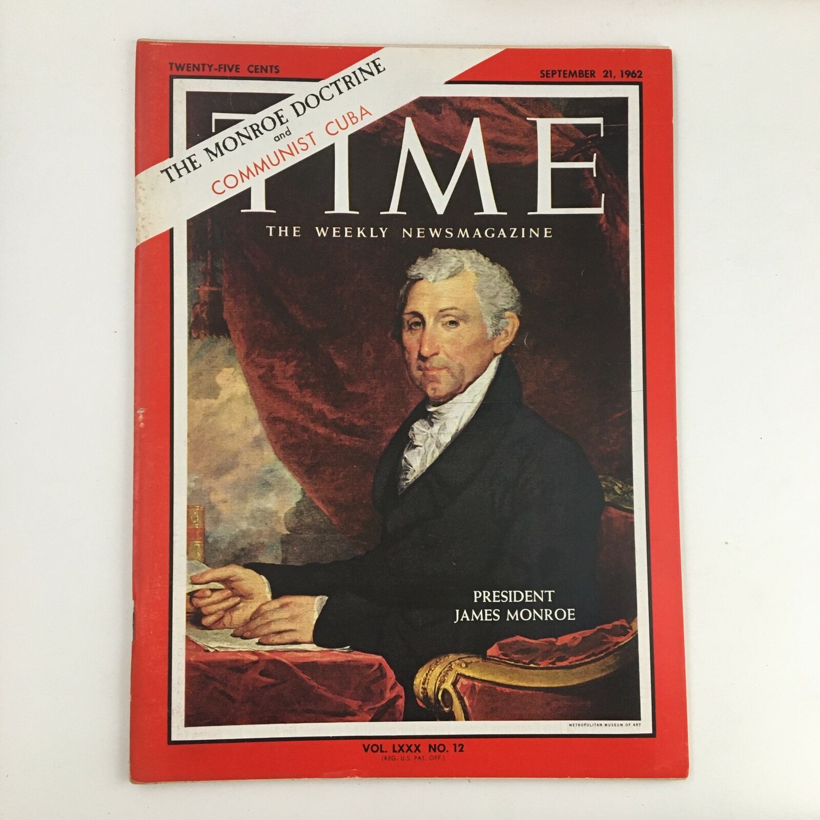 Time Magazine September 21 1962 Vol. 80 No. 12 President James Monroe