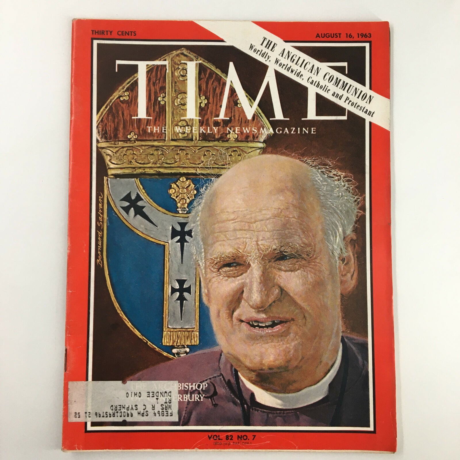 VTG Time Magazine August 16 1963 Vol 82 #7 The Archbishop of Canterbury