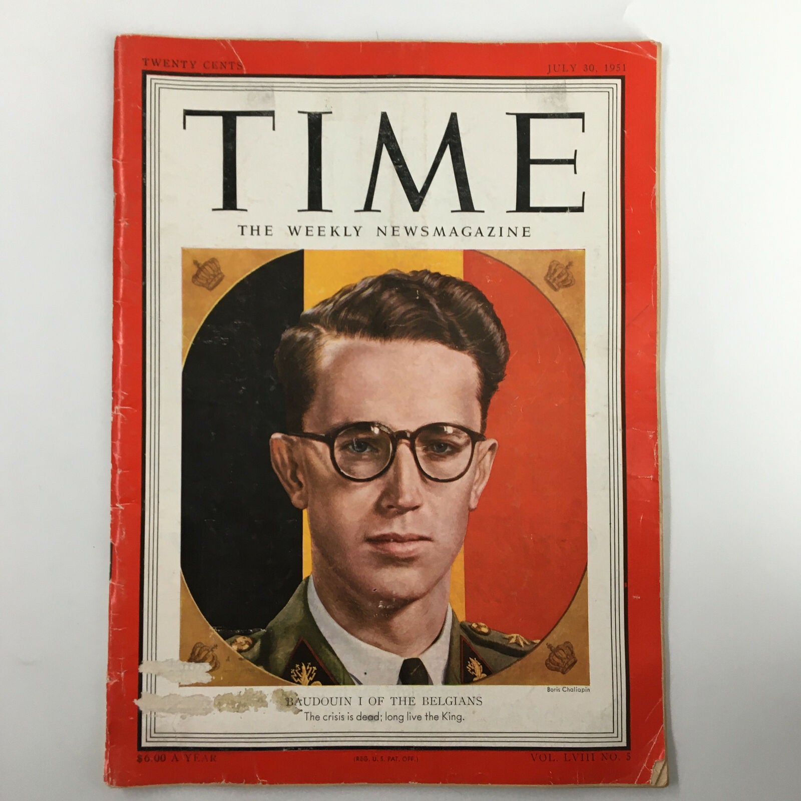 VTG Time Magazine July 30 1951 Vol. 58 No. 5 Baudouin I of the Belgians