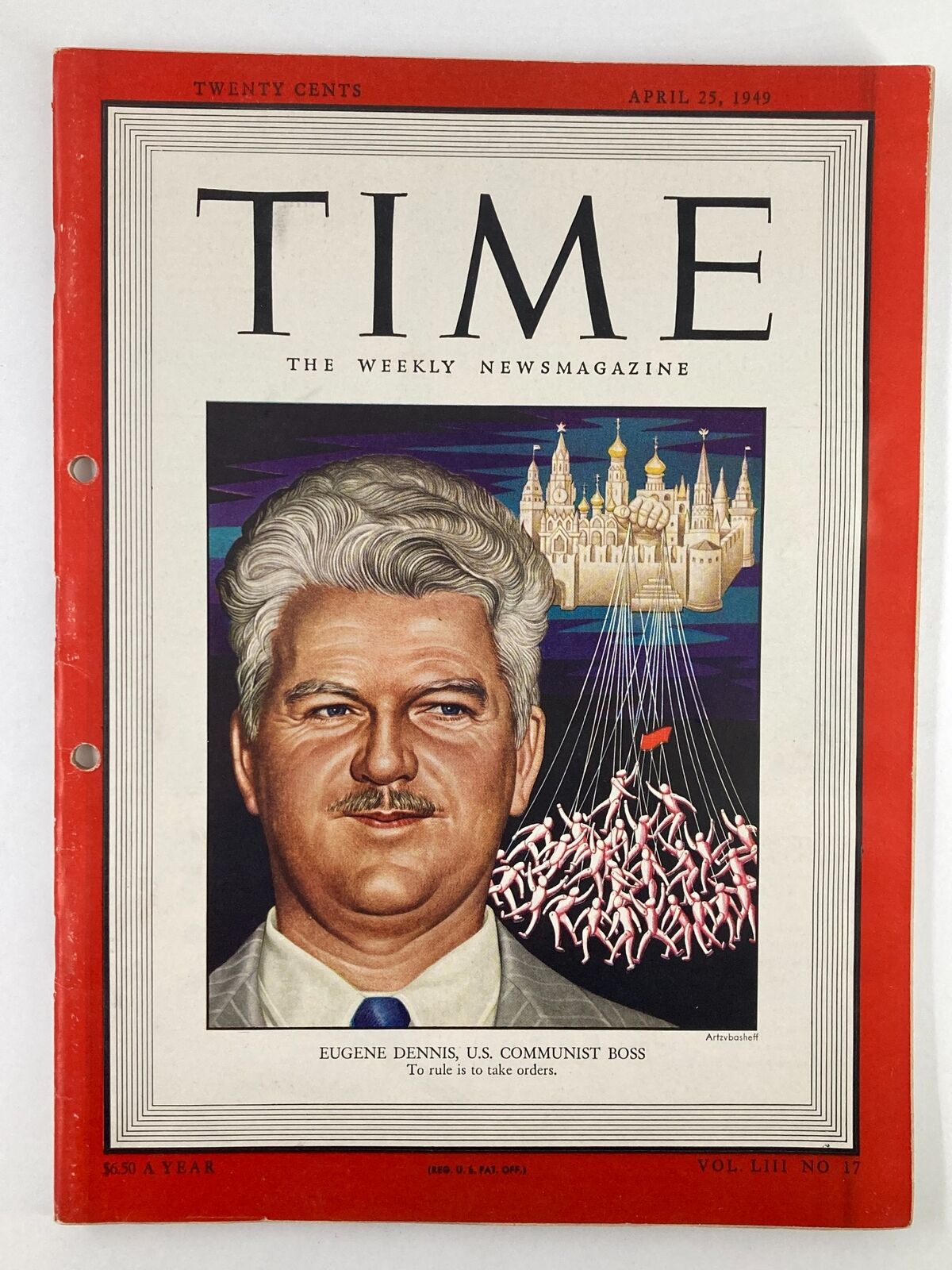 VTG Time Magazine April 25 1949 Vol 53 #17 Eugene Dennis U.S. Communist Boss