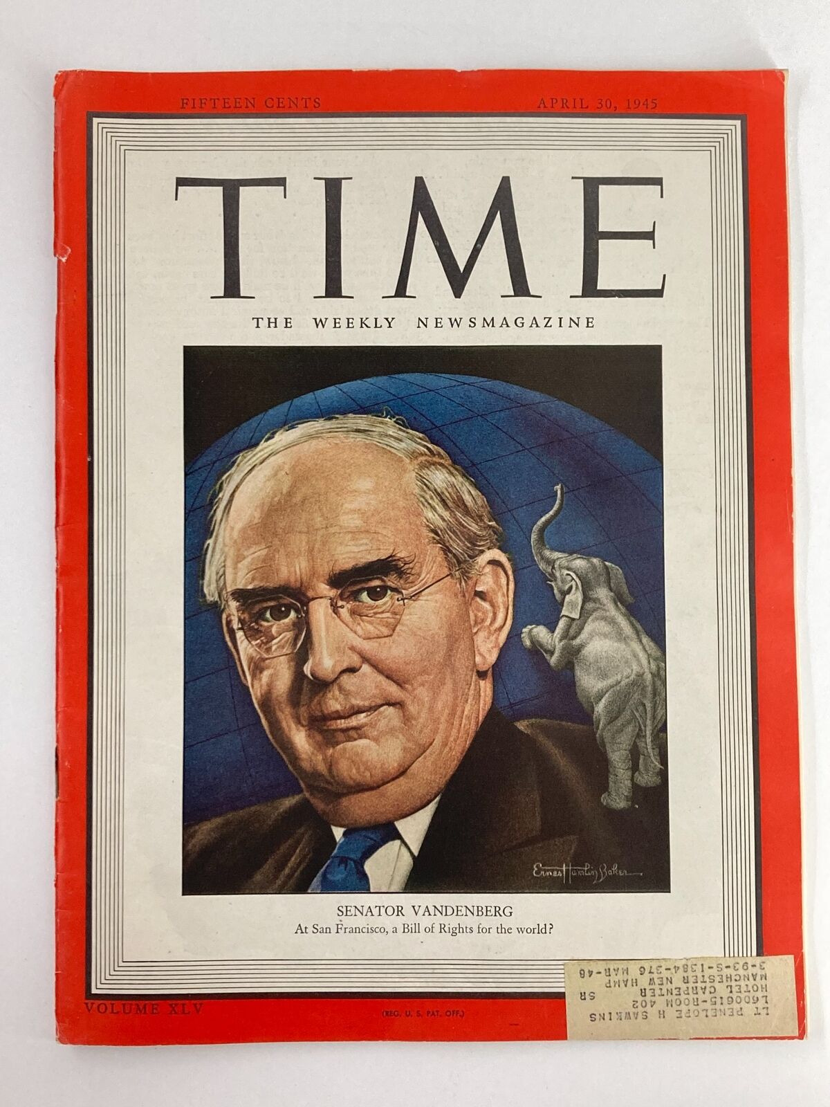 VTG Time Magazine April 30 1945 Vol 45 #18 Senator Arthur Vandenberg