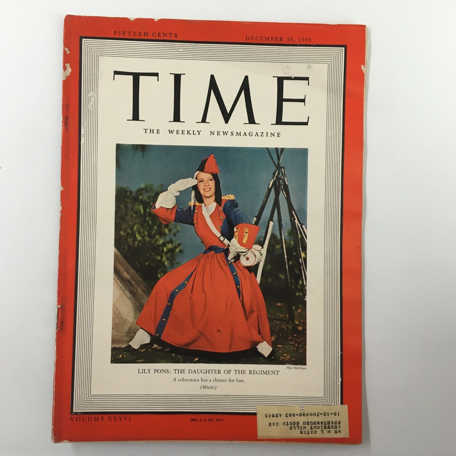 VTG Time Magazine December 30 1940 Lily Pons The Daughter of the Regiment