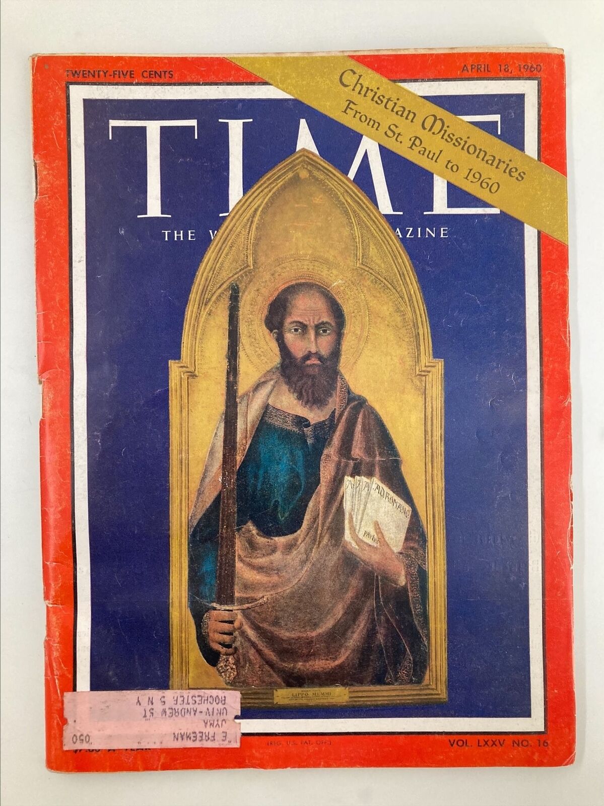 VTG Time Magazine April 18 1960 Vol 75 #16 Christian Missionaries St. Paul-1960