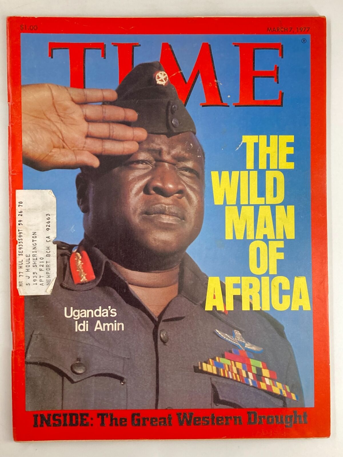 VTG Time Magazine March 7 1977 Uganda's Idi Amin The Wild Man of Africa