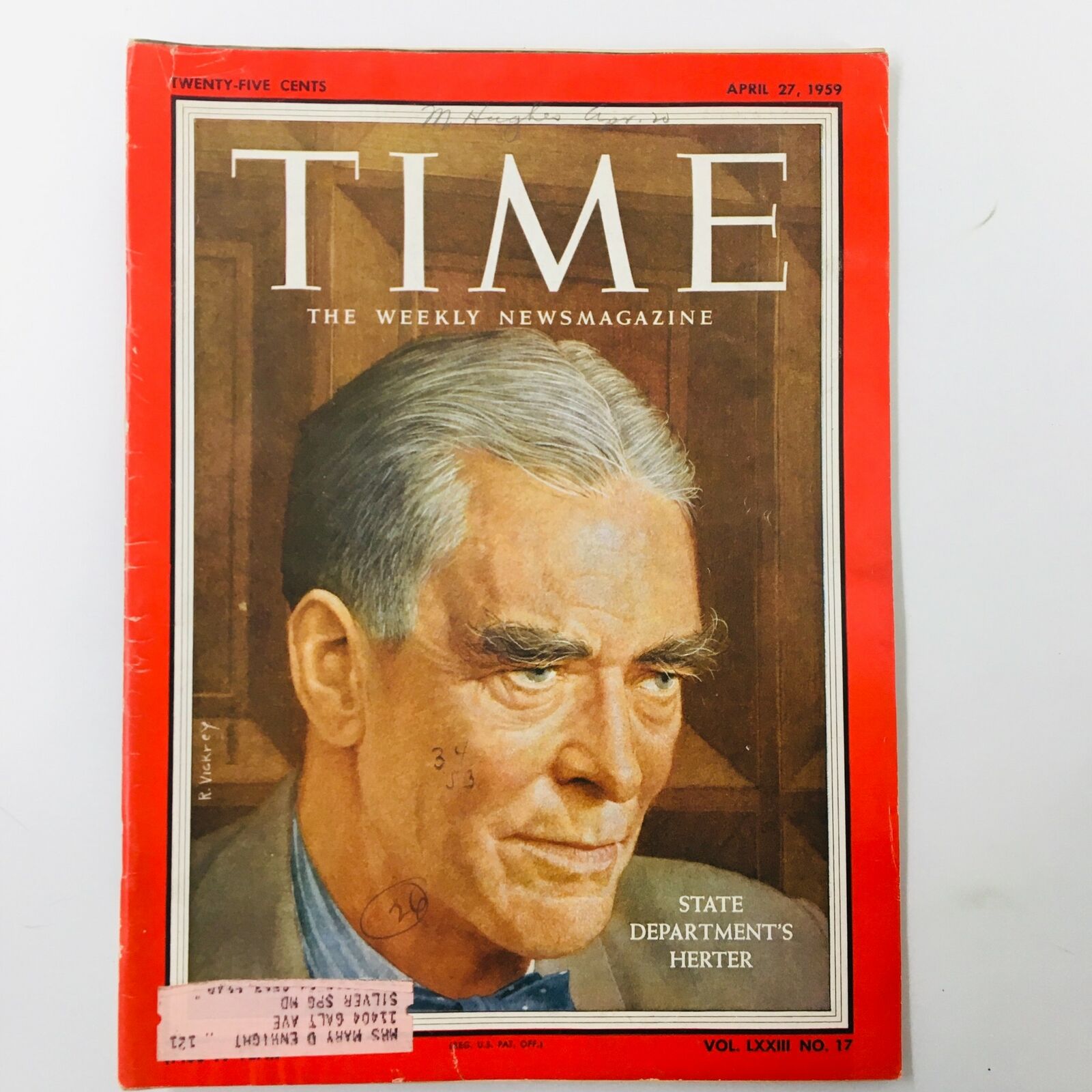 VTG Time Magazine April 27 1959 Vol. 73 No. 17 State Department Christian Herter