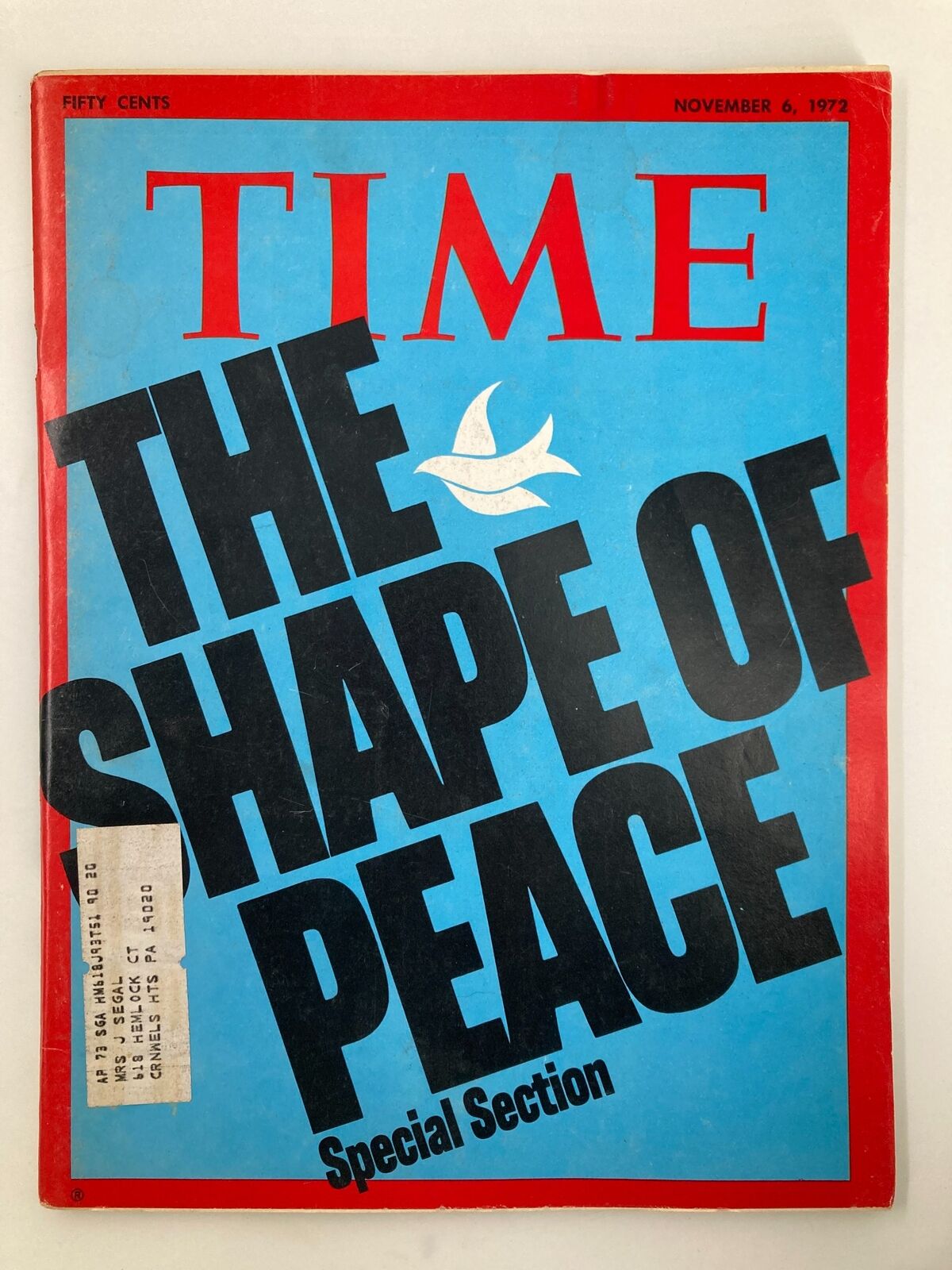 VTG Time Magazine November 6 1972 The Shape of Peace