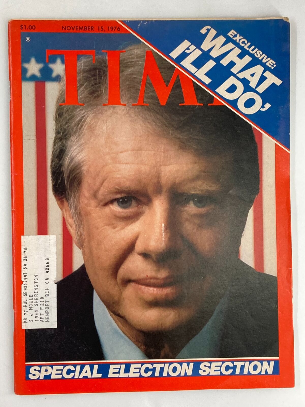 VTG Time Magazine November 15 1976 Jimmy Carter Exclusive 'What I'll Do'