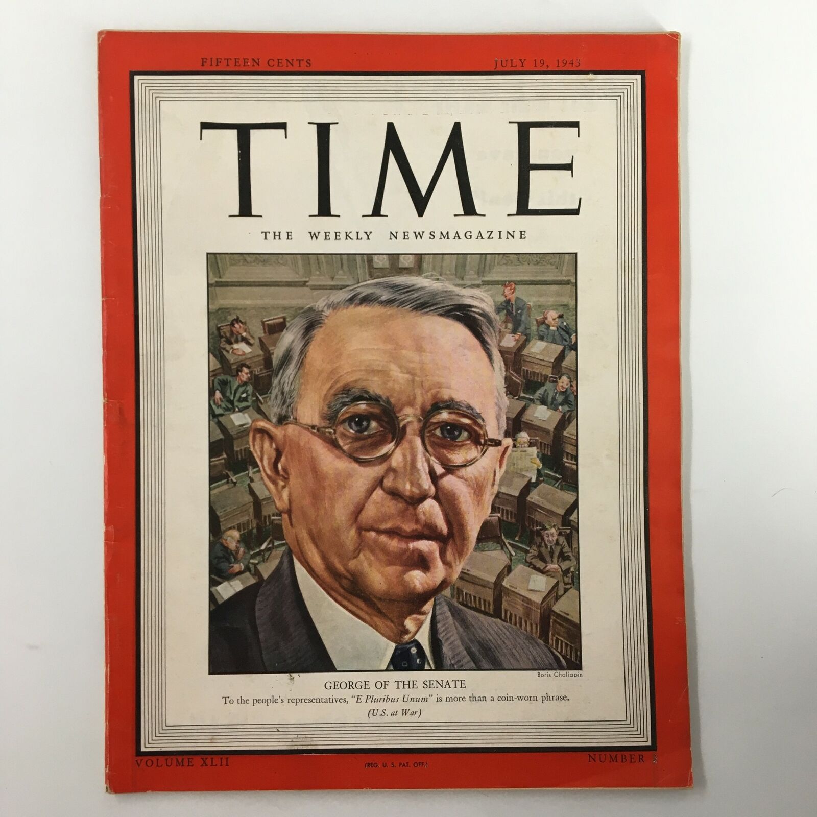 VTG Time Magazine July 19 1943 Vol. 42 No. 3 George of the Senate