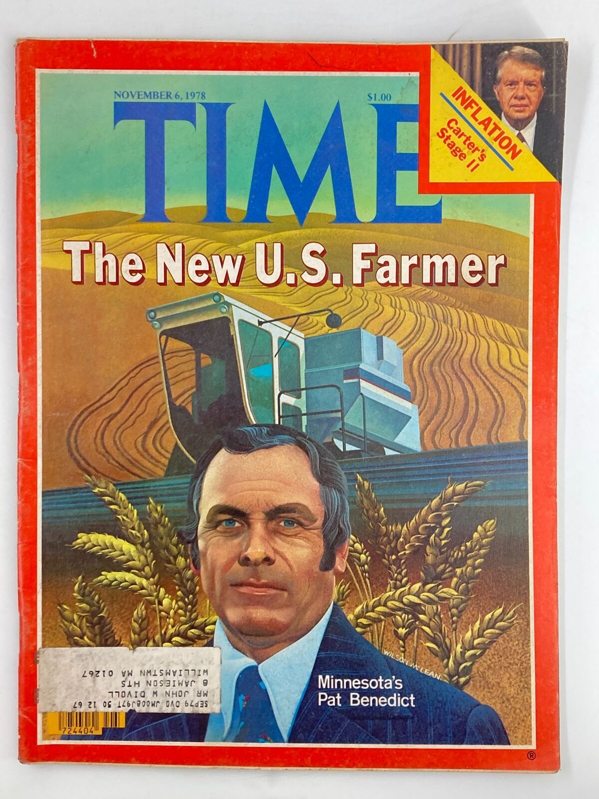 VTG Time Magazine November 6 1978 Minnesota's Pat Benedict The New U.S. Farmer