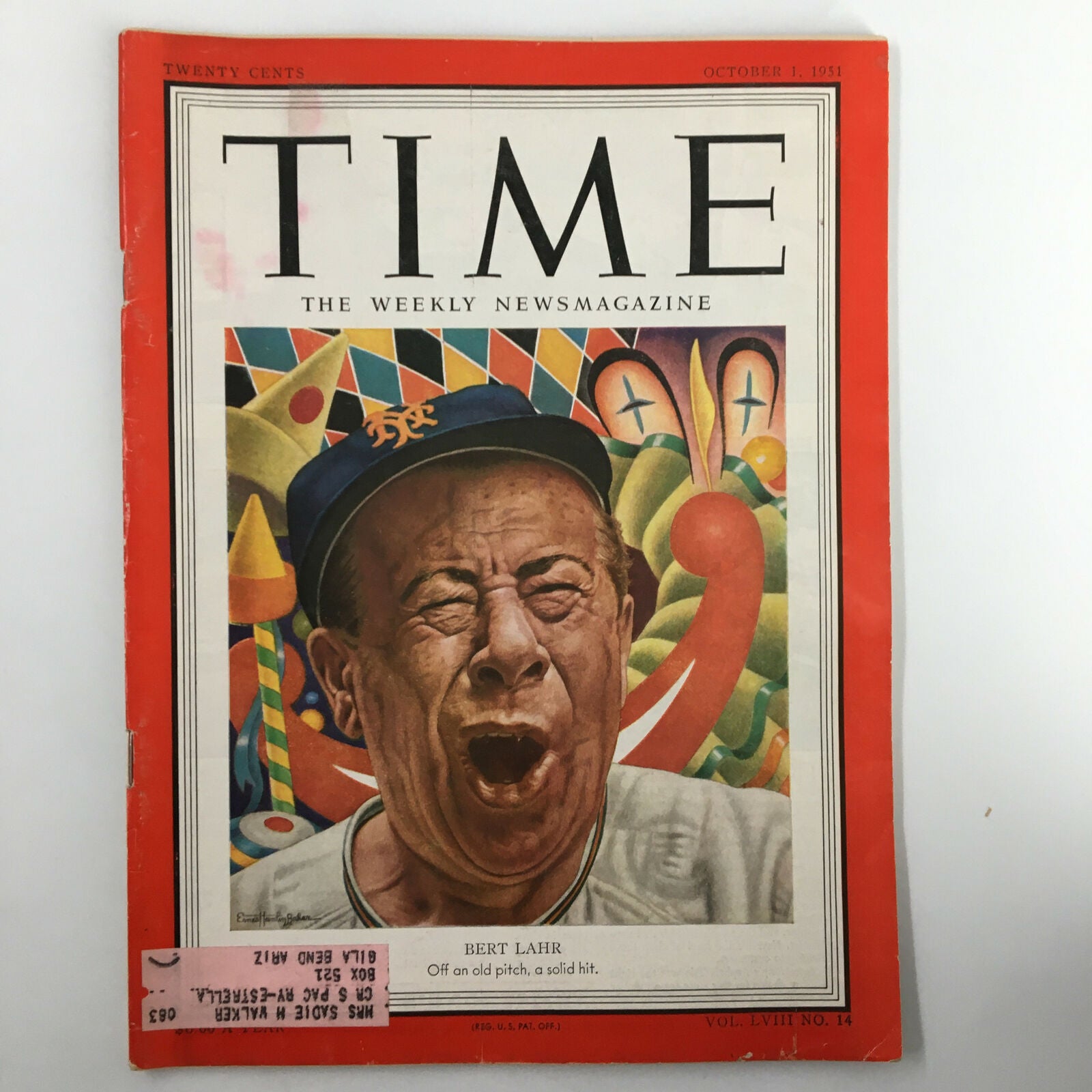 VTG Time Magazine October 1 1951 Vol 58 No. 14 Bert Lahr Off An Old Pitch