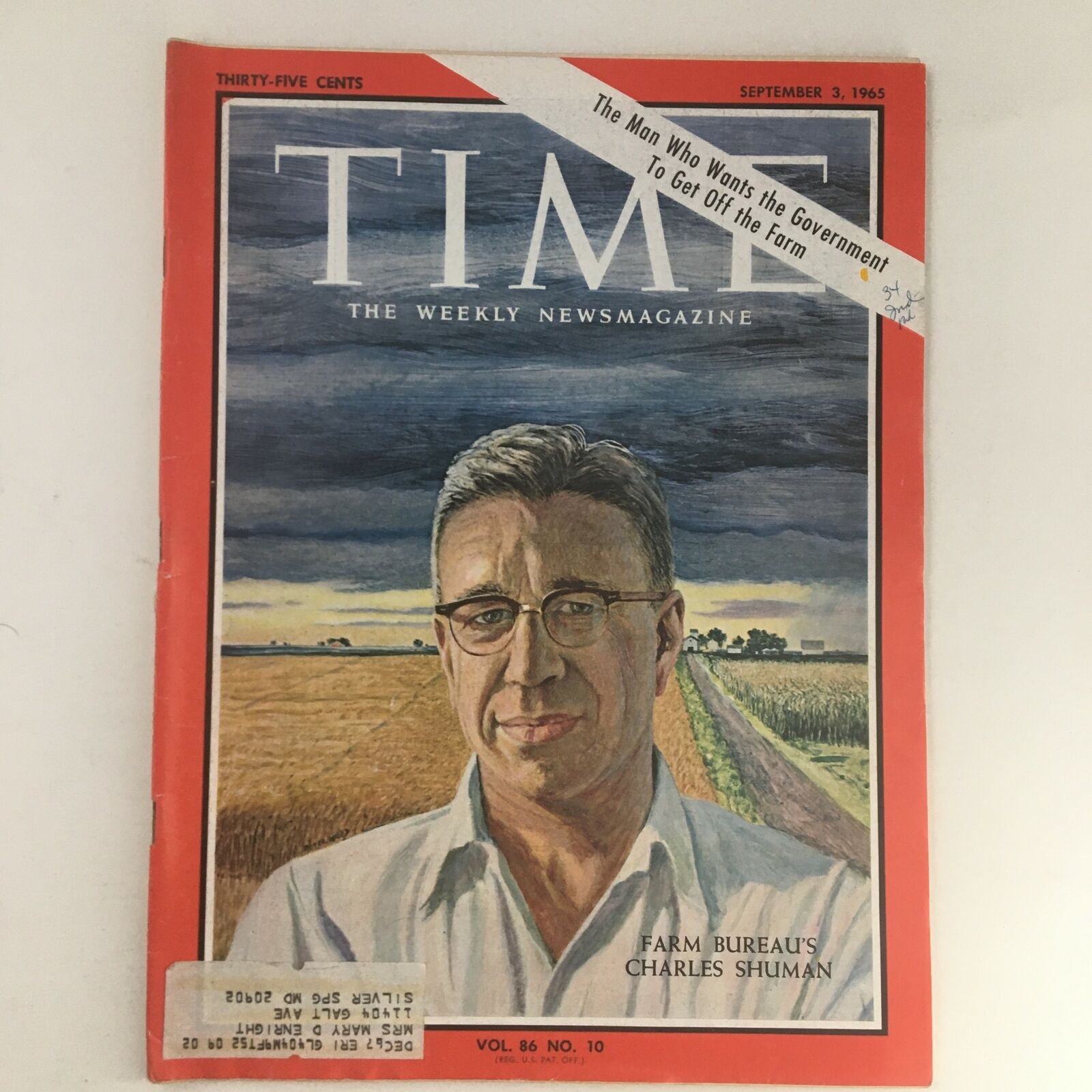 Time Magazine September 3 1965 Vol. 86 No. 10 Farm Bureau's Charles Shuman