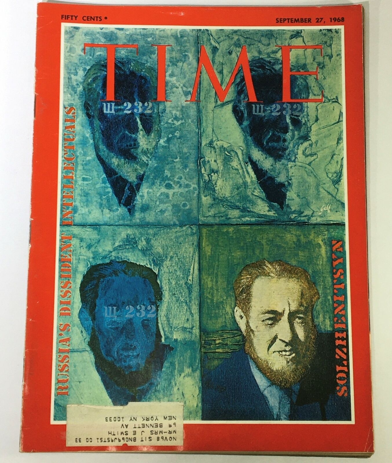 VTG Time Magazine September 27 1968 - Russian Novelist Aleksandr Solzhenitsyn