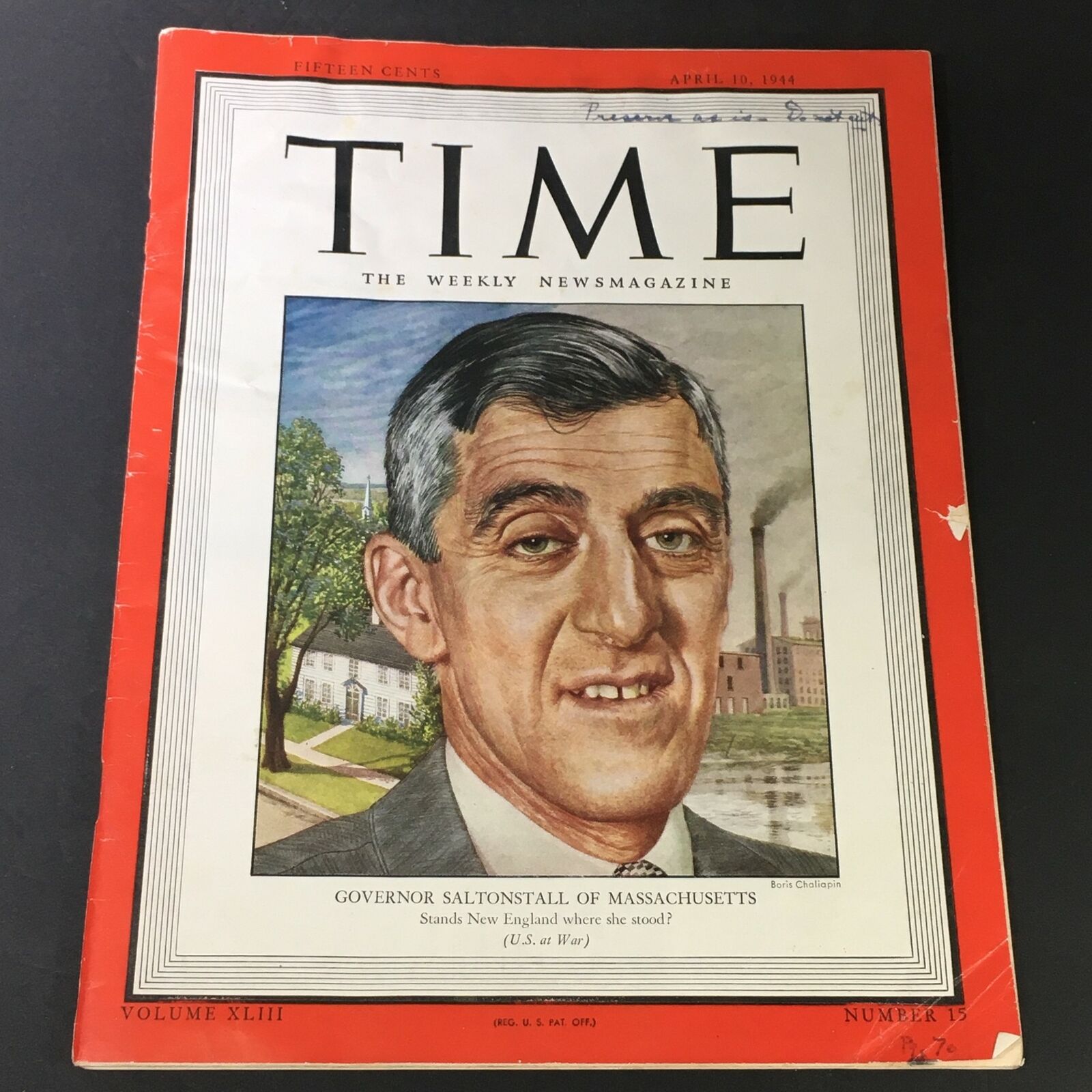 VTG Time Magazine #15 April 10 1944 - Governor Leverett Saltonstall of MA