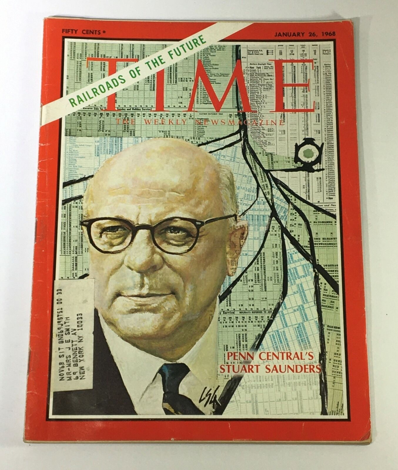 VTG Time Magazine January 26 1968 - Penn Central Stuart Saunders / Railroads