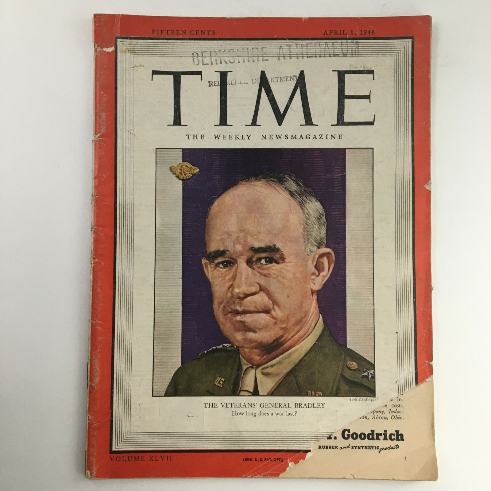 Time Magazine April 1 1946 Senior Officer General Omar Bradley, No Label