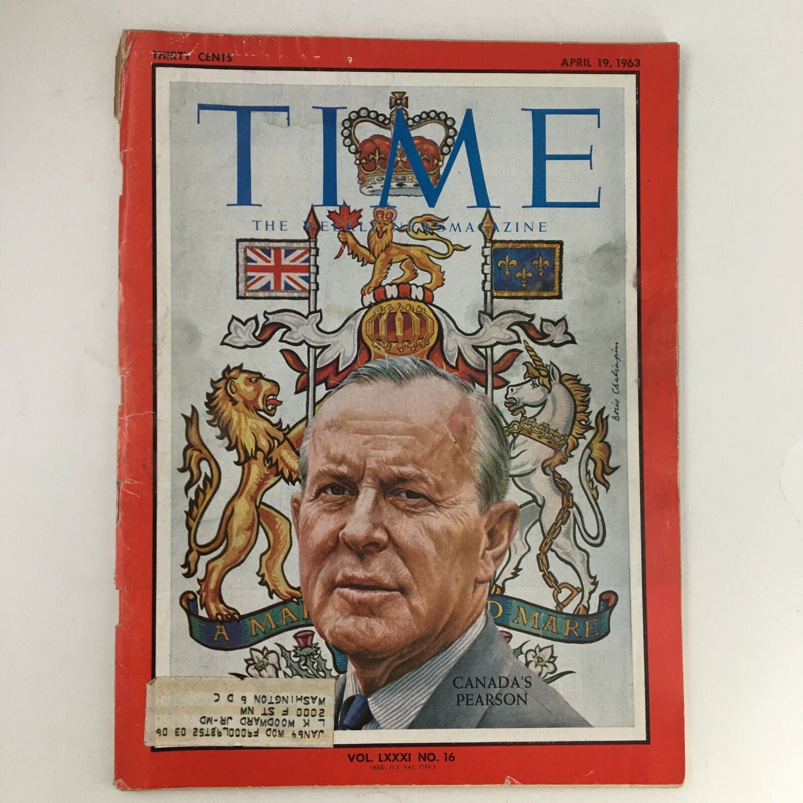 Time Magazine April 19 1963 Vol. 81 No. 16 Canada's Lester B. Pearson