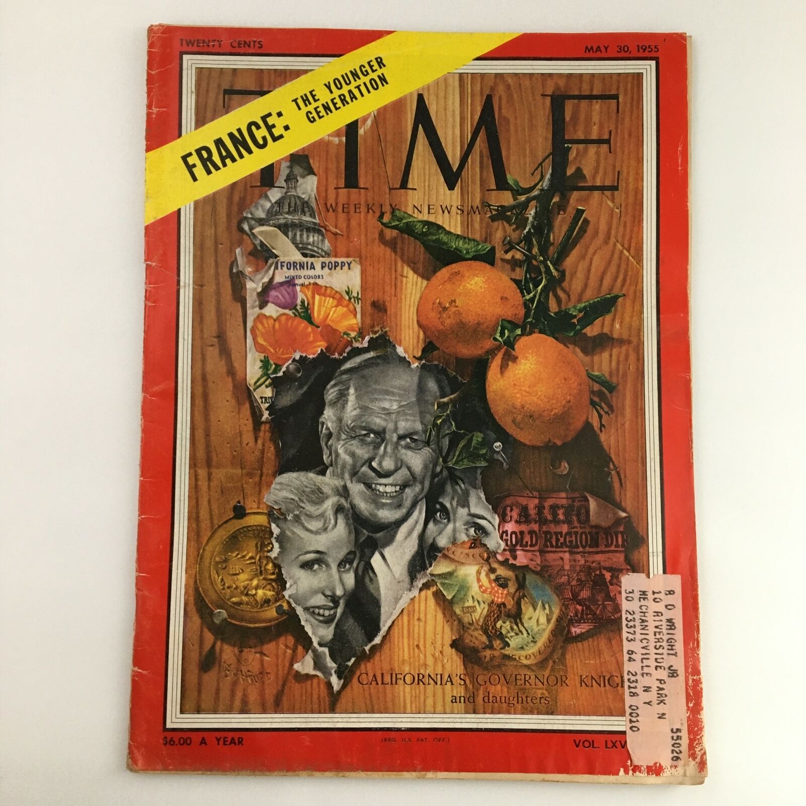 Time Magazine May 30 1955 Vol. 65 No. 22 California Governor Goodwin Knight