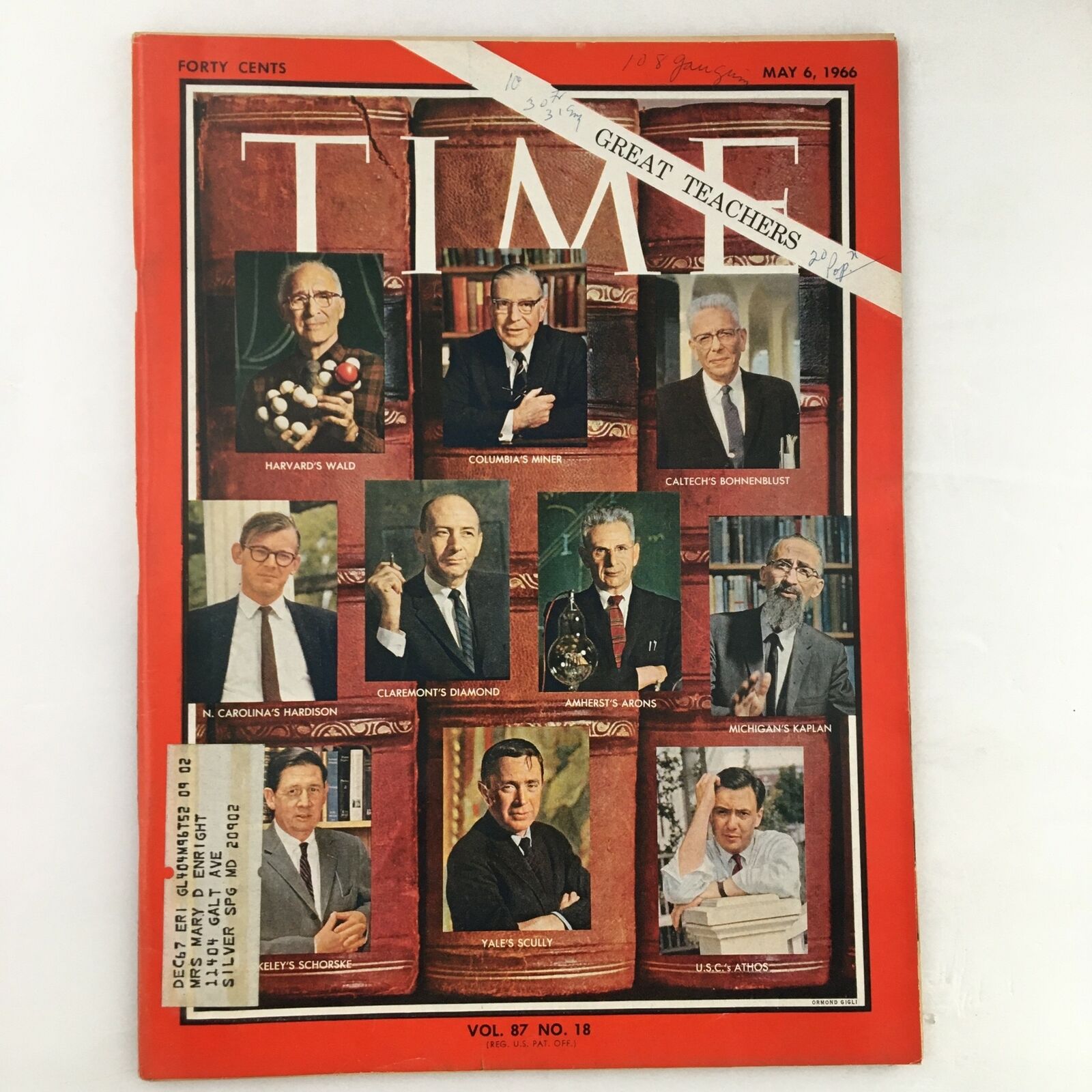 Time Magazine May 6 1966 Vol. 82 No. 18 The Great Teachers of Universities