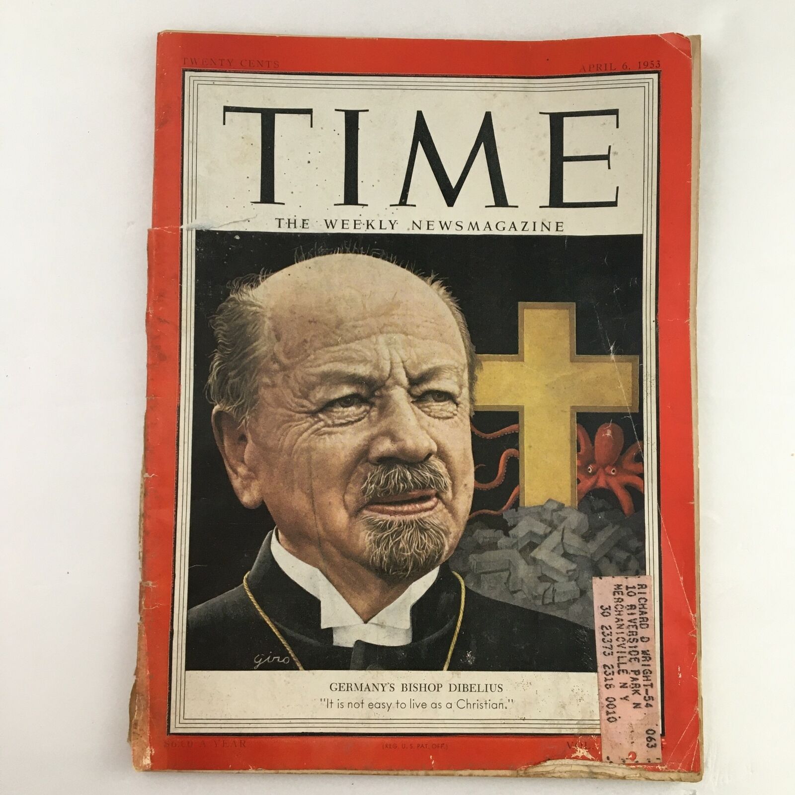 Time Magazine April 6 1953 Vol. 61 No. 14 Germany Bishop F. K. Otto Dibelius