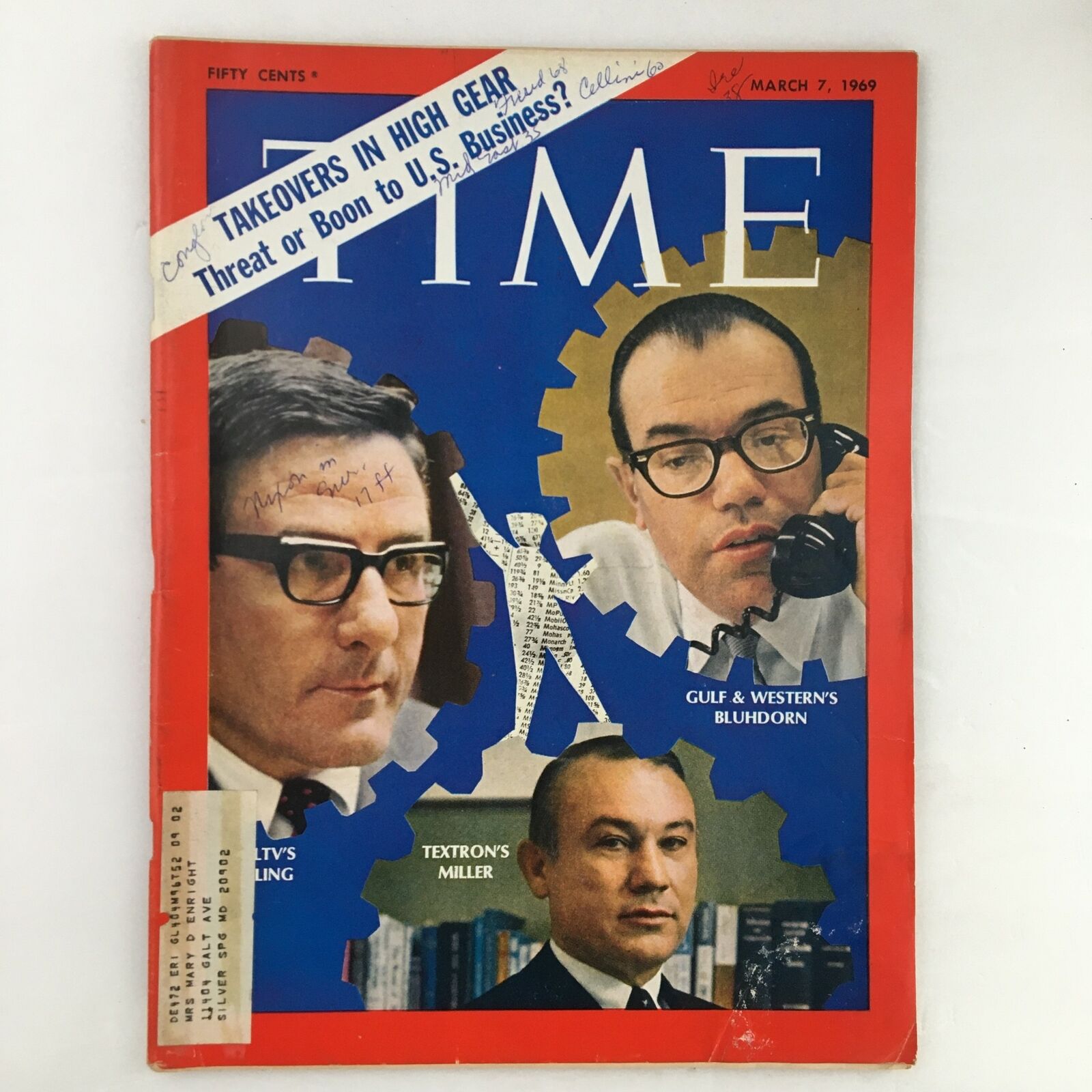 Time Magazine March 7 1969 Vol. 93 No. 10 Takeovers in High Gear A Threat?