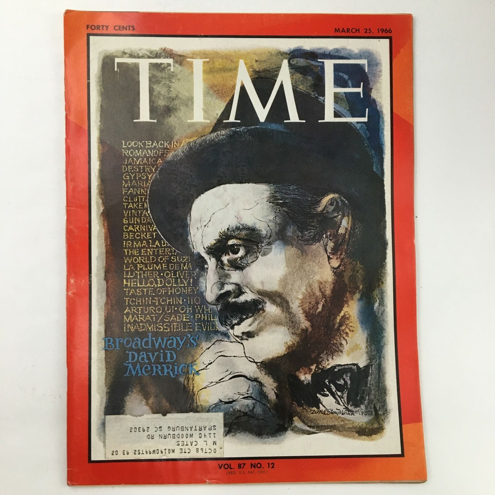 Time Magazine March 25 1966 Vol. 87 No. 12 Broadway Producer David Merrick