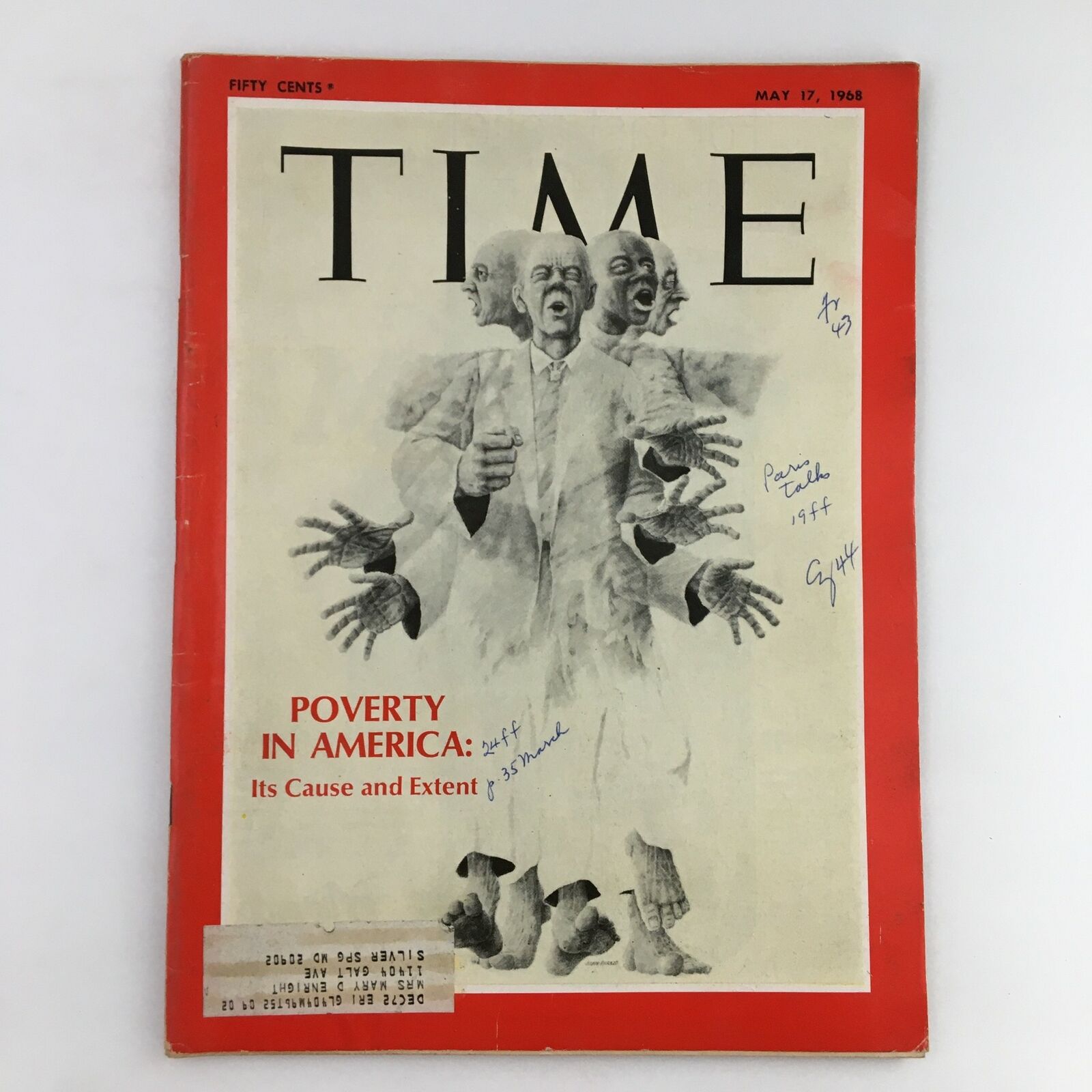 Time Magazine May 17 1968 Vol. 91 No. 20 Poverty in America Its Cause and Extent