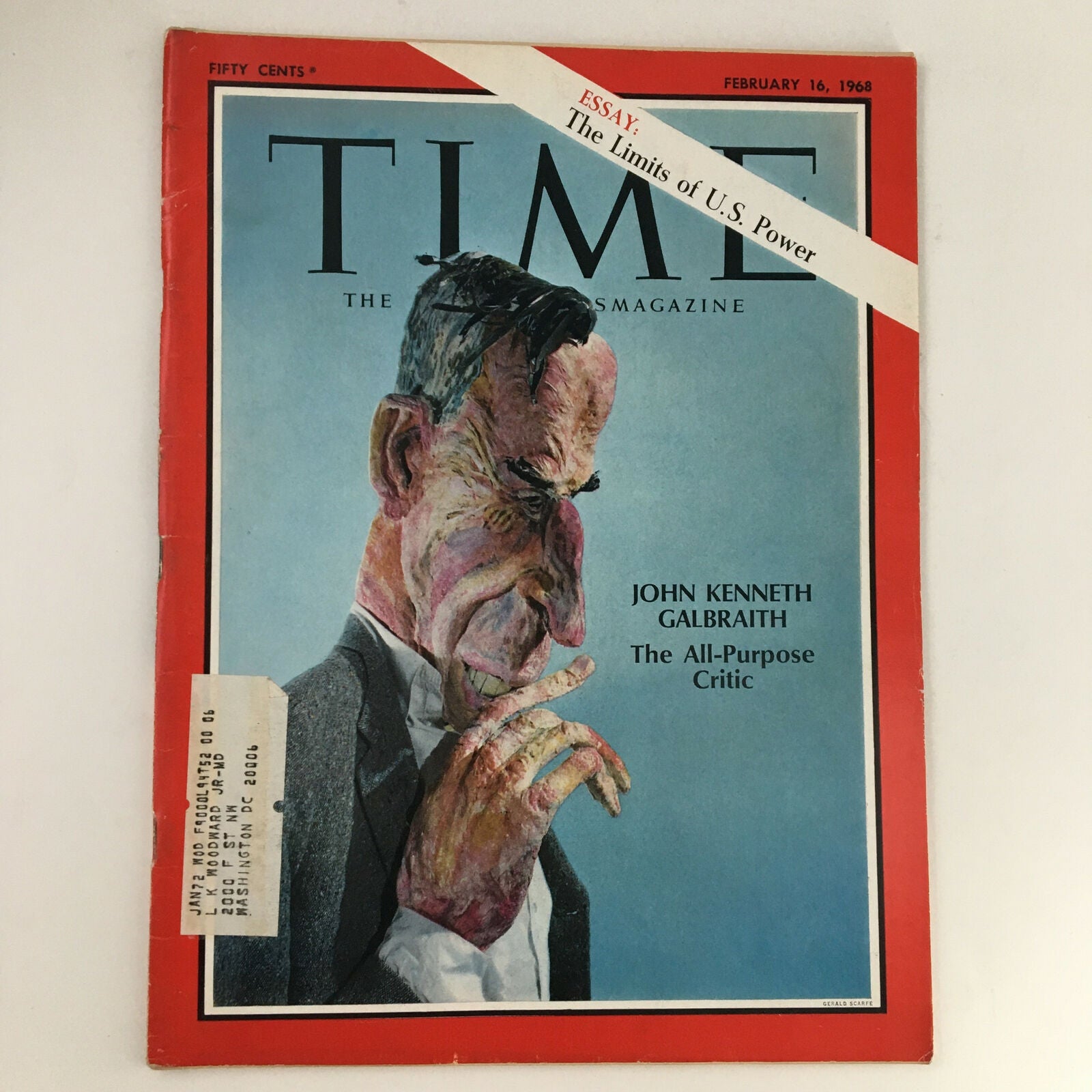 Time Magazine February 16 1968 Vol. 91 No. 7 Critic John Kenneth Galbraith