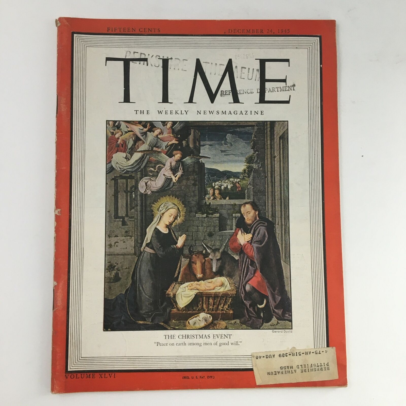 Time Magazine December 24 1945 Vol 46 #26 The Christmas Event "Peace on Earth"