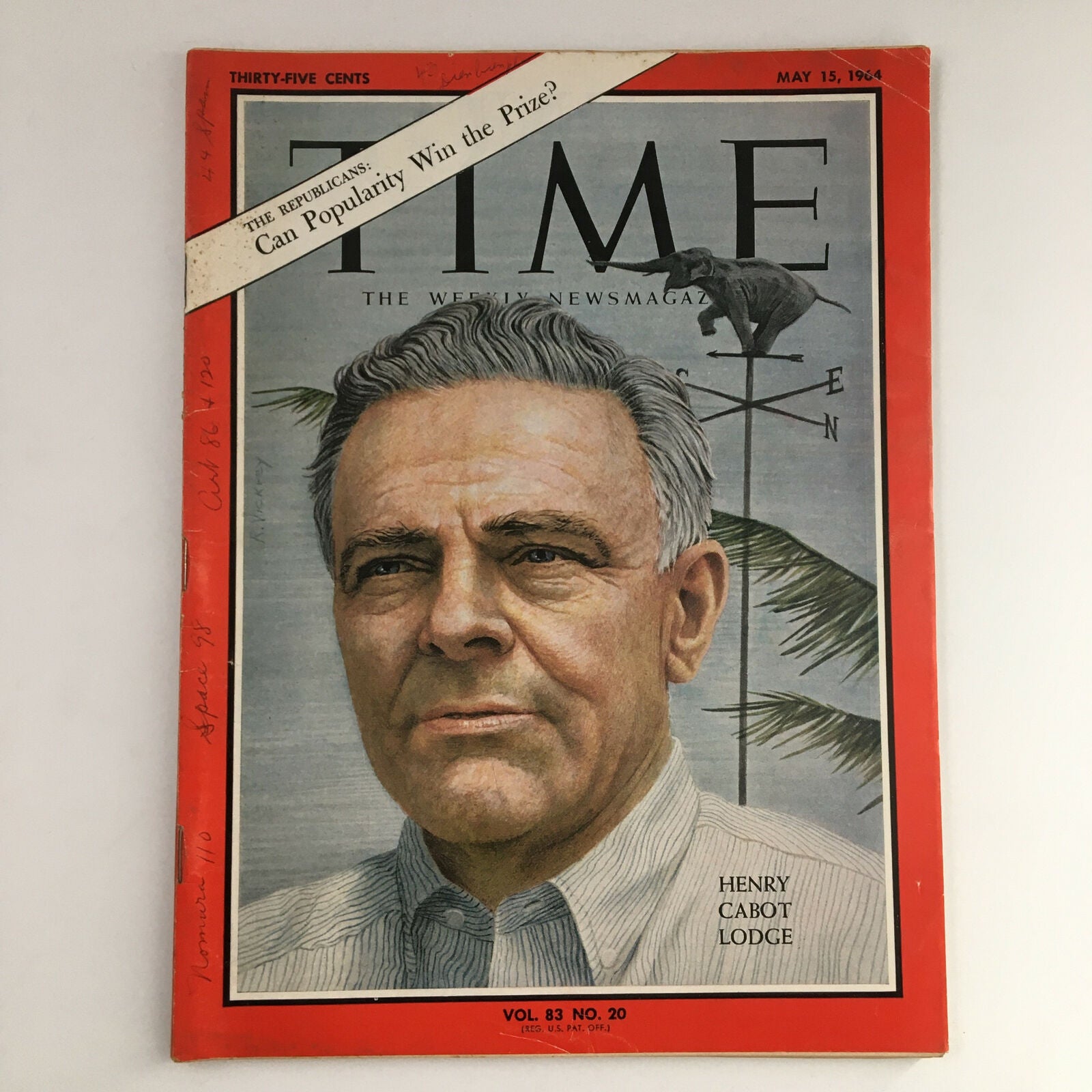 Time Magazine May 15 1964 Vol 83 #20 Politician Henry Cabot Lodge No Label