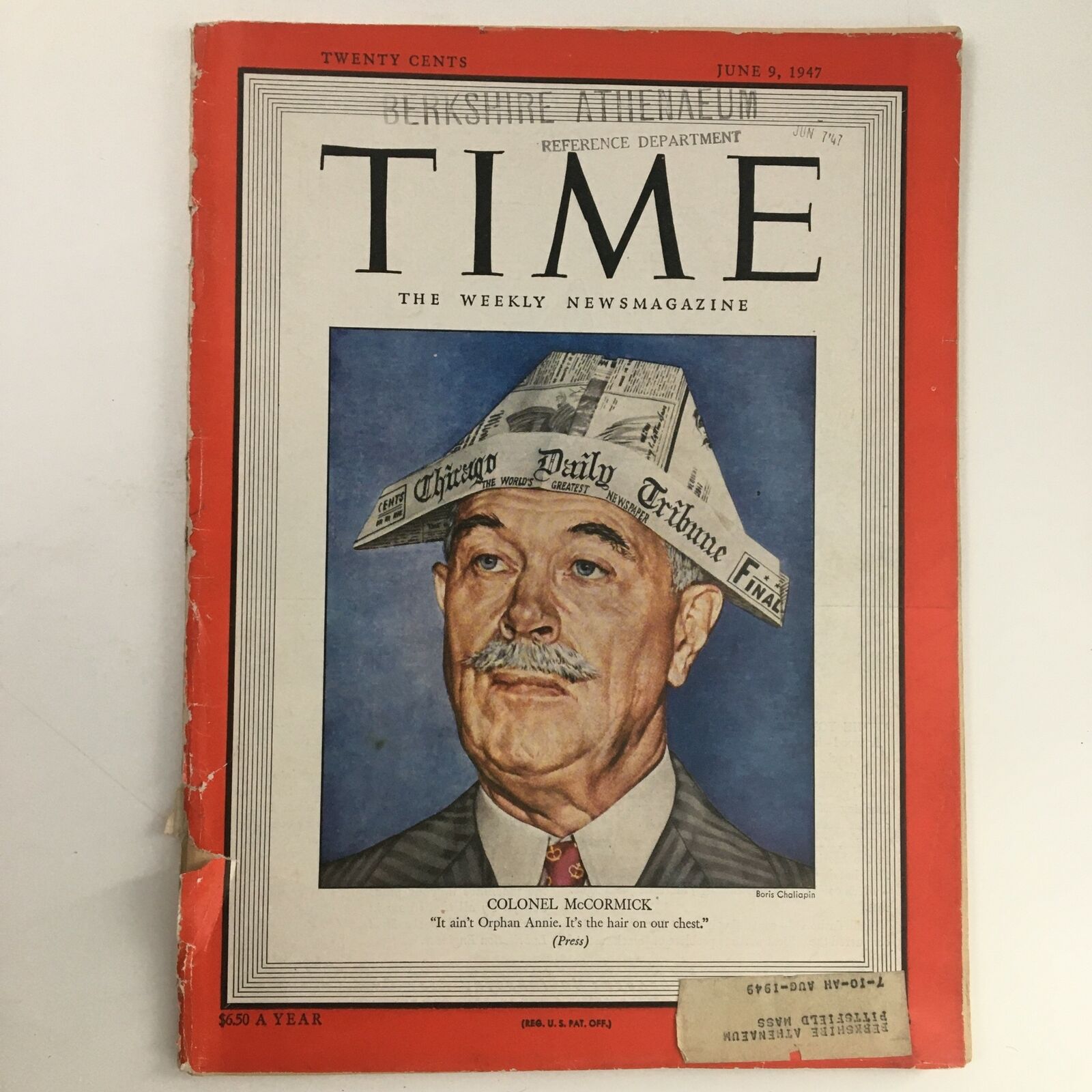 Time Magazine June 9 1947 Vol 49 #23 Republican Robert R. "Colonel" McCormick