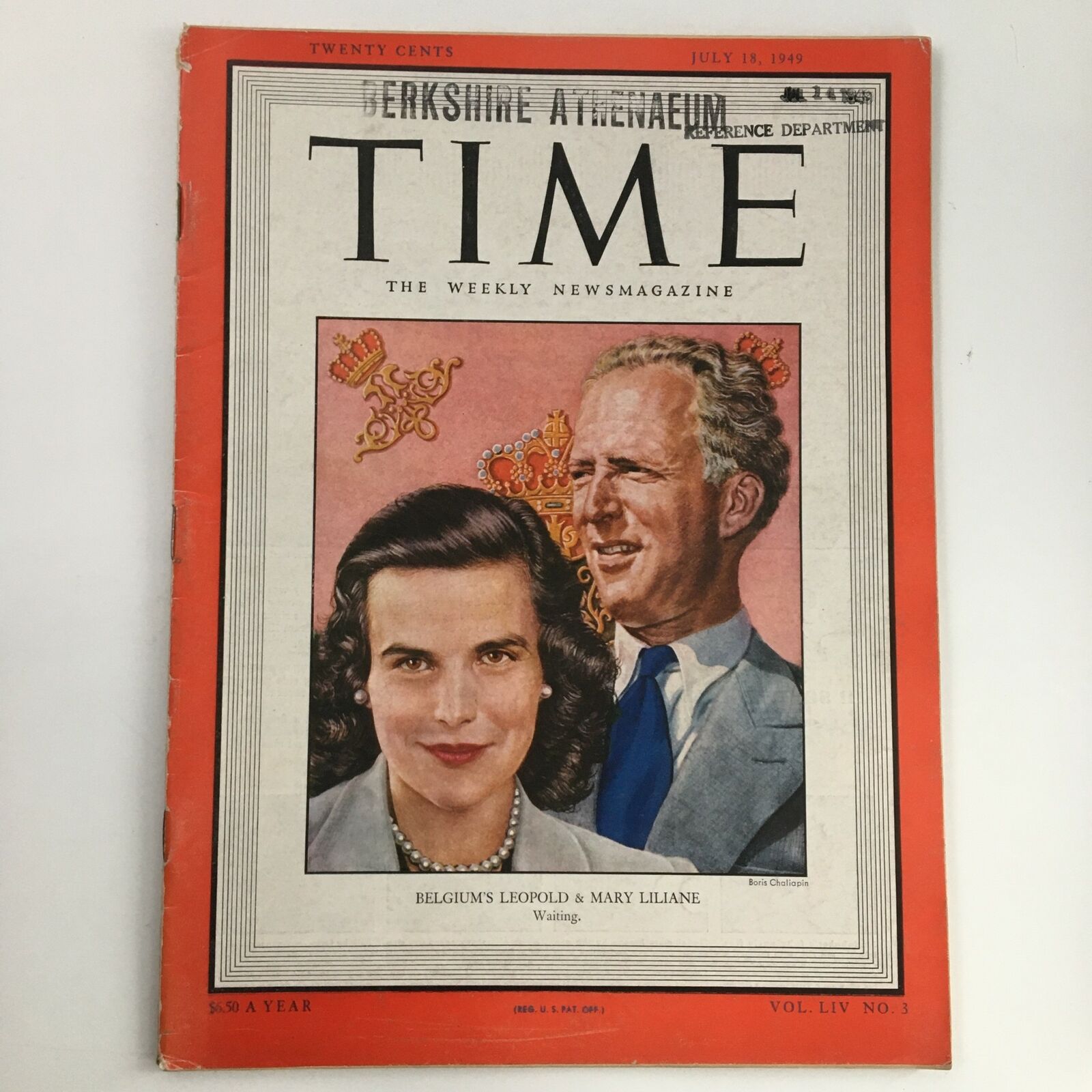 Time Magazine July 18 1949 Vol 54 #3 King Leopold III & Lilian Princess of Réthy