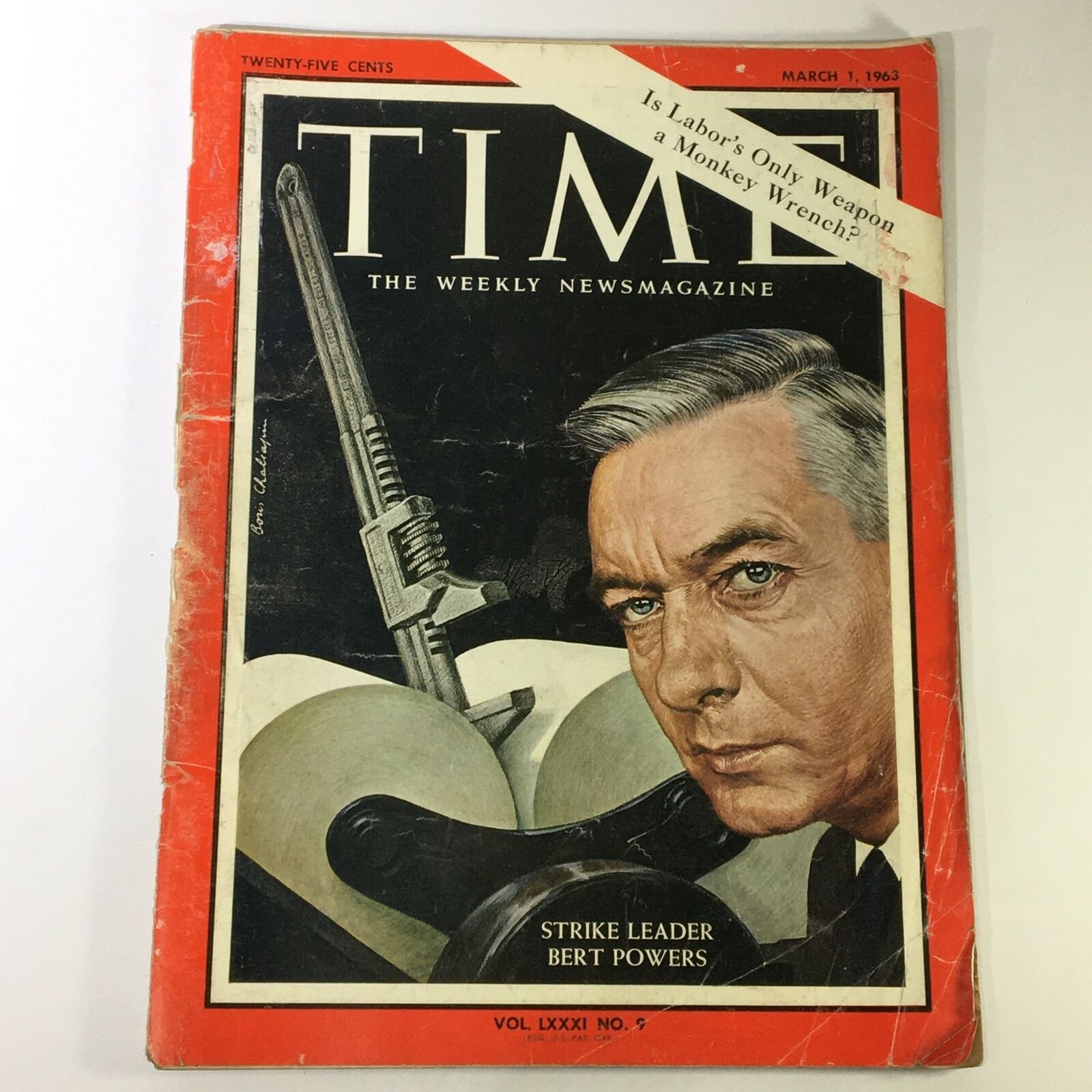 VTG Time Magazine March 1 1963 - Strike Leader Bert Powers / Monkey Wrench