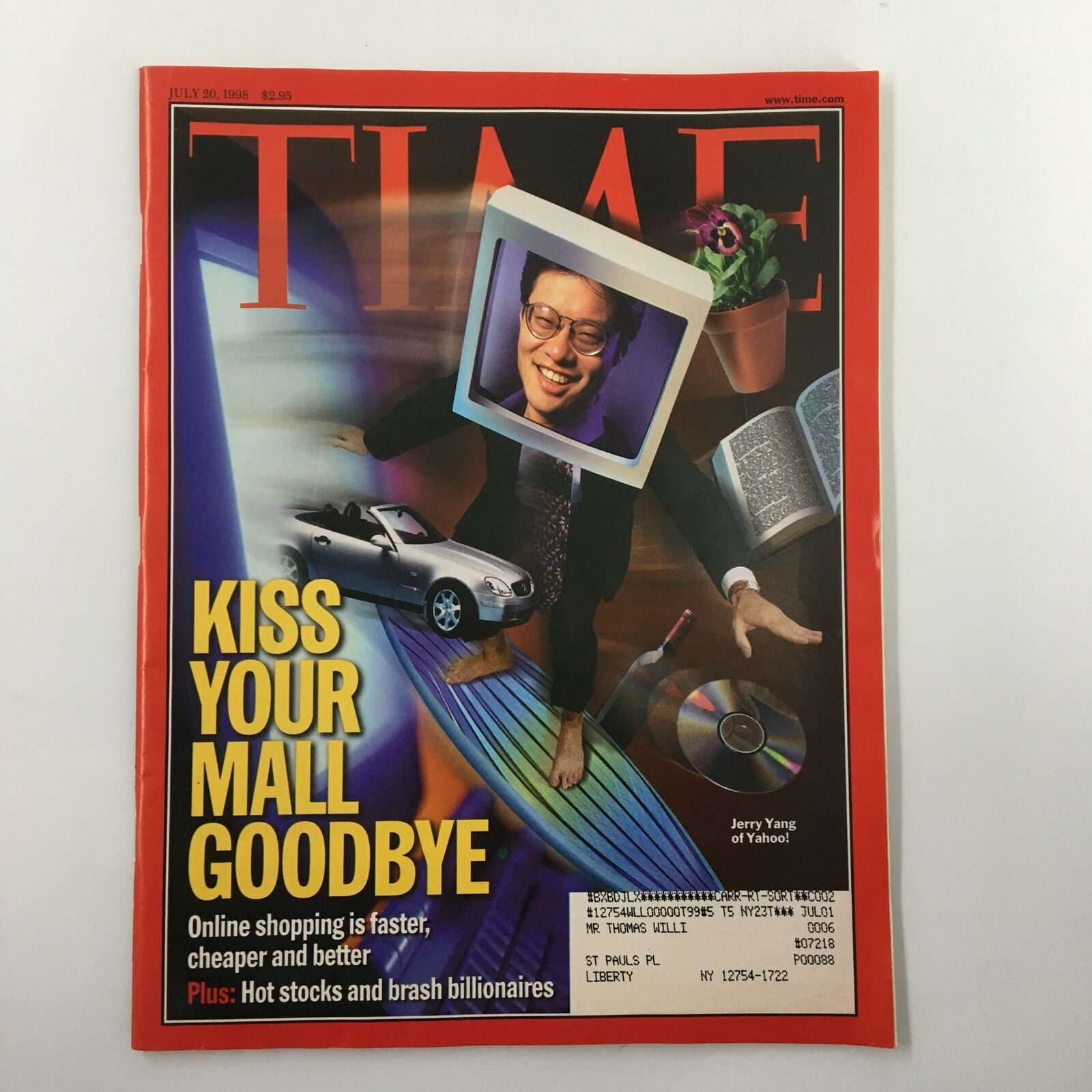 Time Magazine July 20 1998 Jerry Yang on Yahoo, Kiss Your Mall Goodbye VG