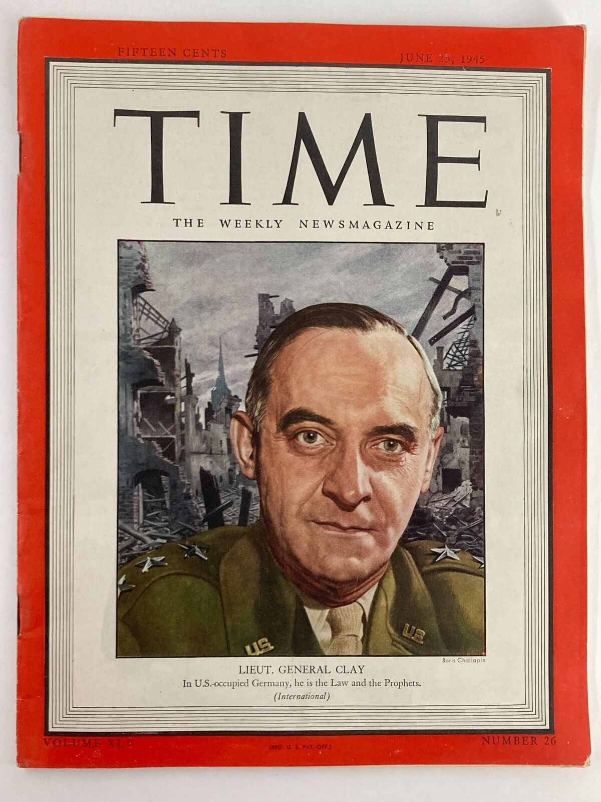 VTG Time Magazine June 25 1945 Vol 45 #26 Lieut. General Lucius D. Clay