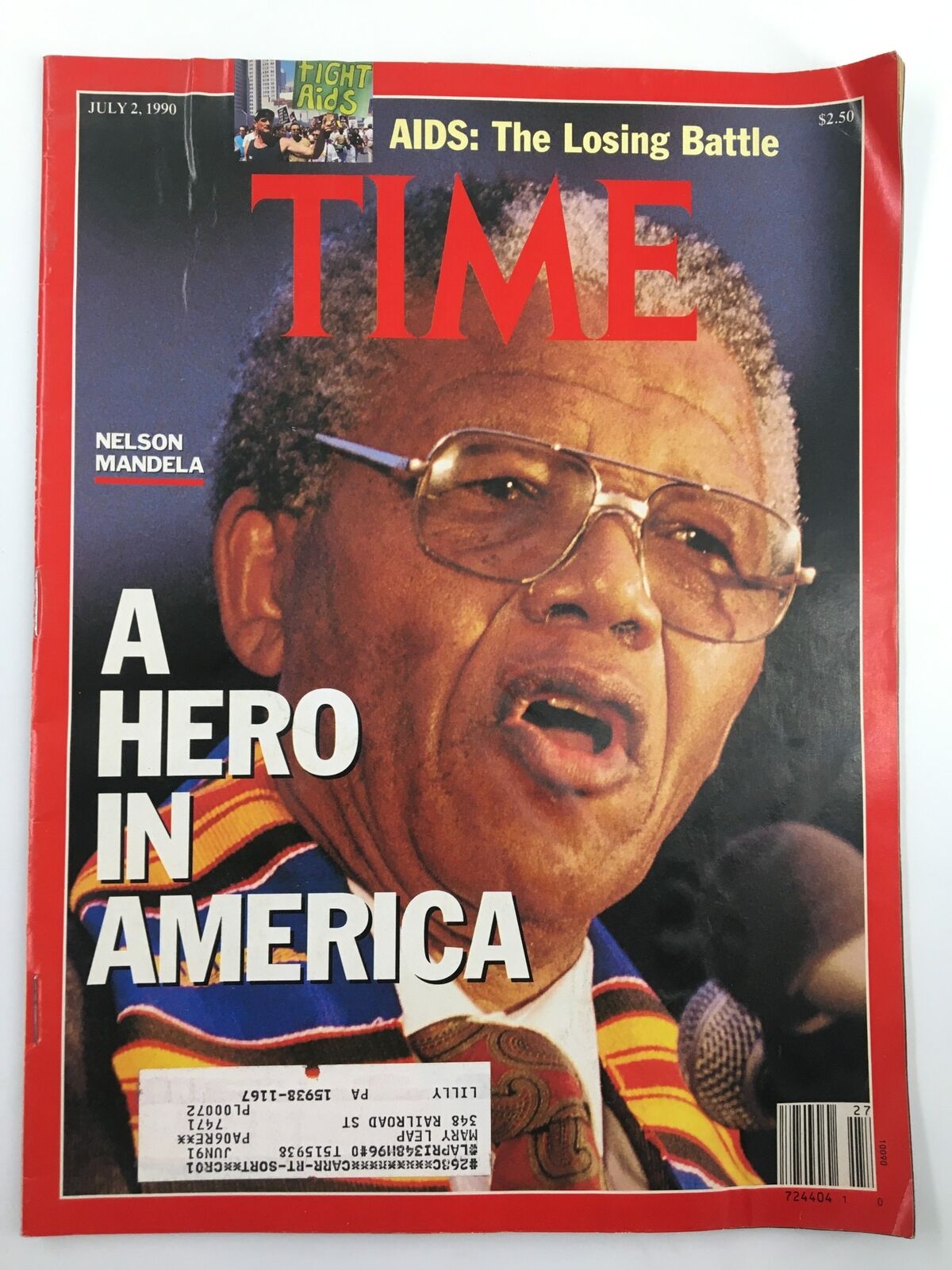 VTG Time Magazine July 2 1990 Vol. 136 No. 1 Nelson Mandela A Hero in America