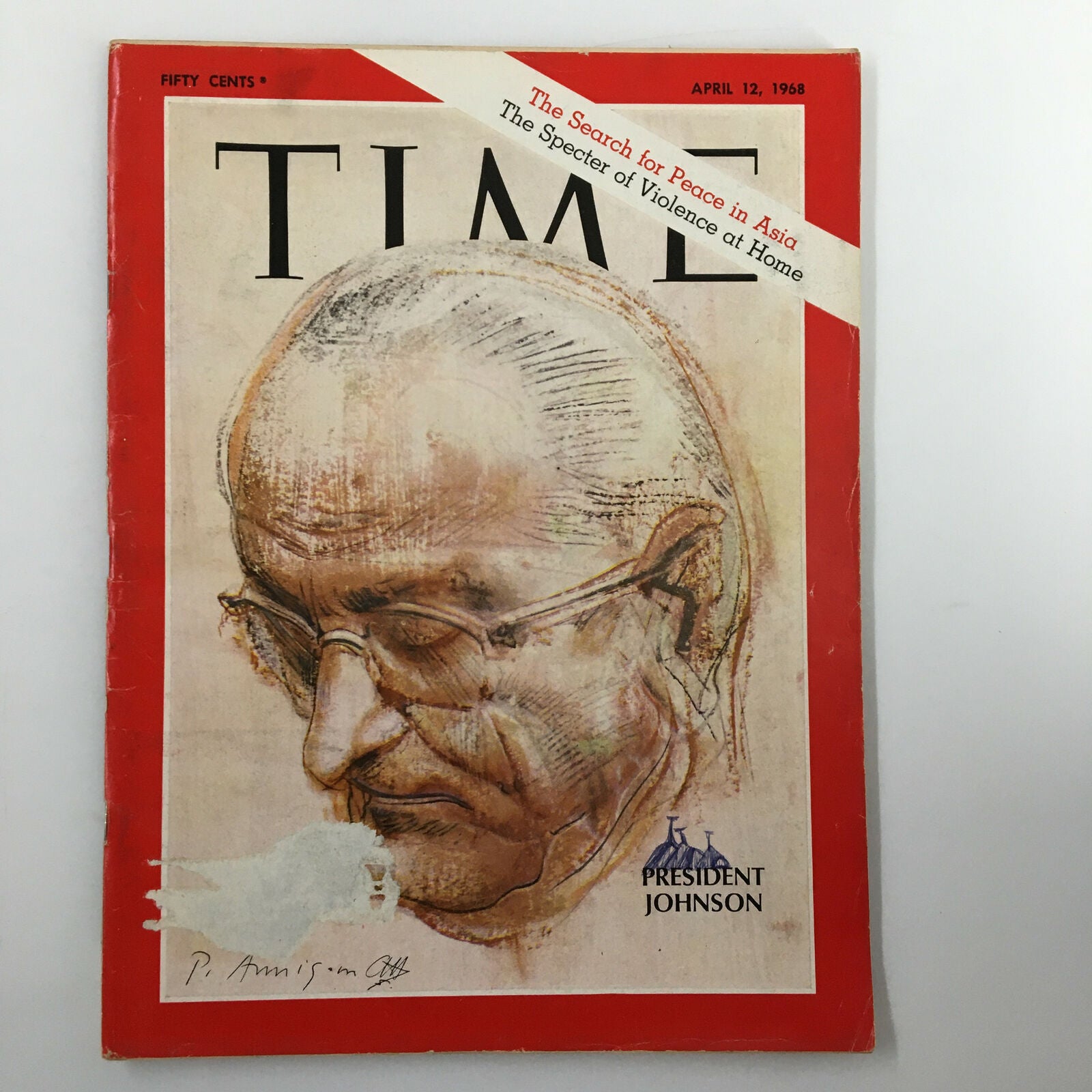 VTG Time Magazine April 12 1968 Vol. 91 No. 15 President Lyndon B. Johnson