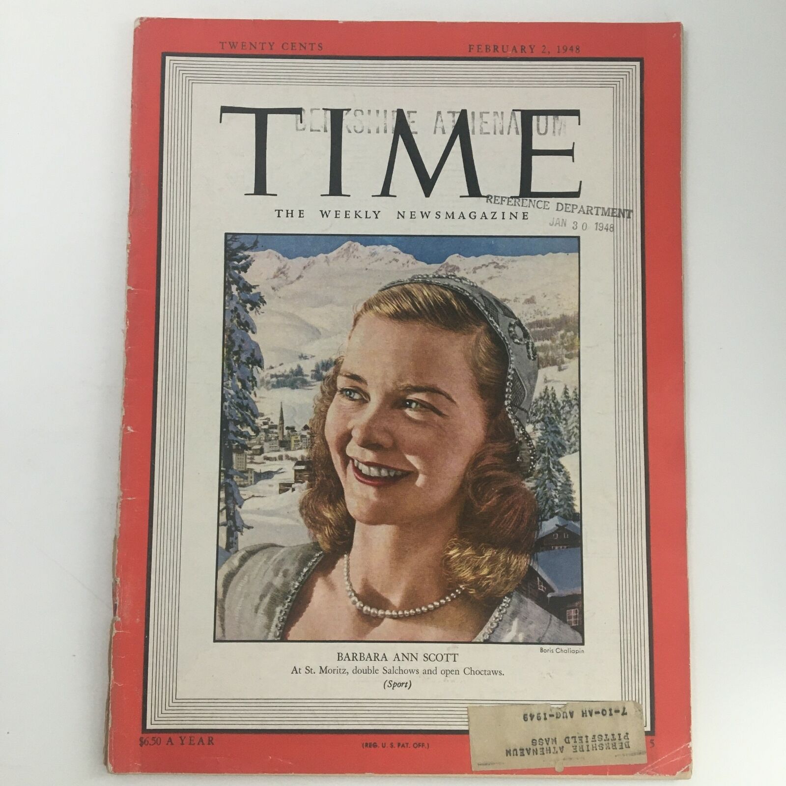 Time Magazine February 2 1948 Vol 51 #5 Canadian Figure Skater Barbara Ann Scott