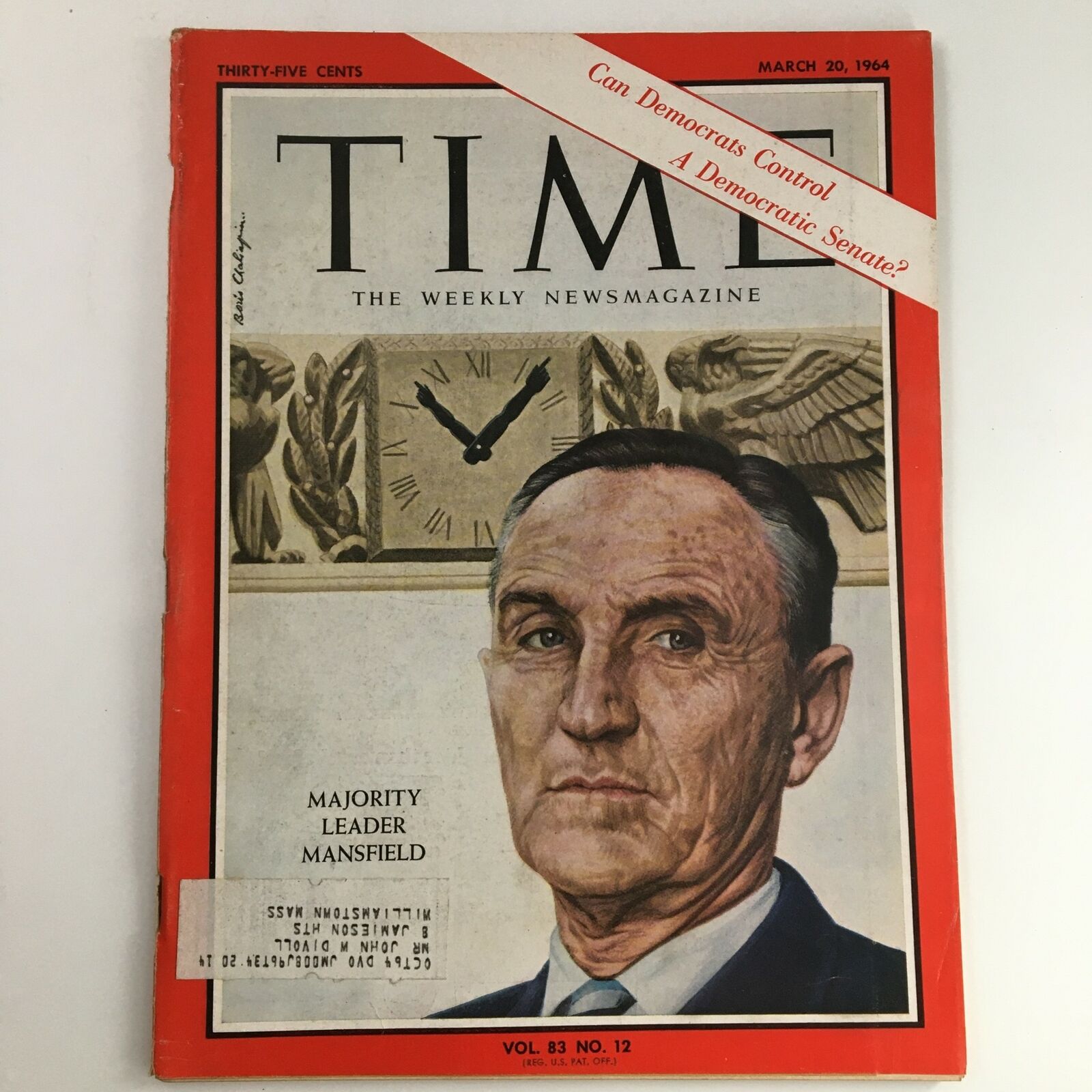 Time Magazine March 20 1964 Vol 83 #12 Majority Leader Michael Joseph Mansfield