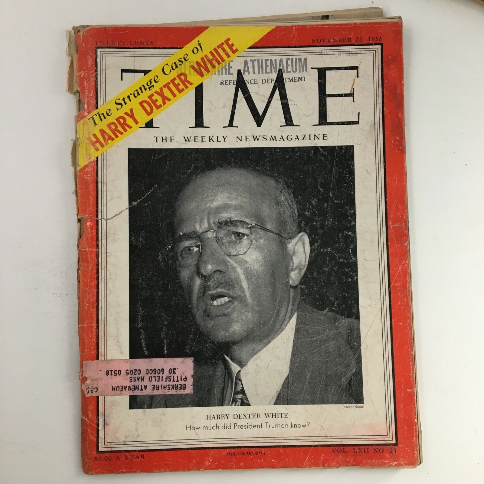 Time Magazine November 23 1953 Vol 62 #24 American Architect Harry Dexter White