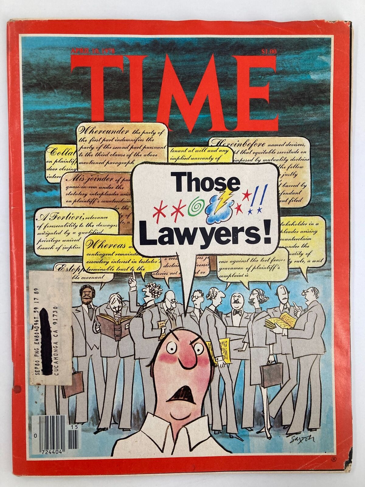 VTG Time Magazine April 10 1978 Those (Cursed Words) Lawyers