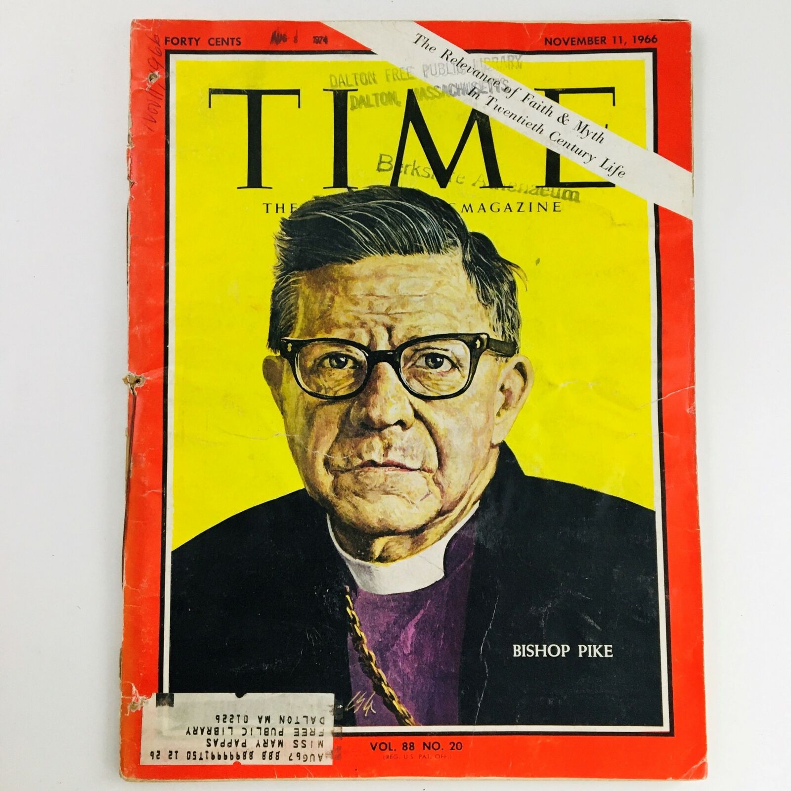 Time Magazine November 11 1966 Vol 88 #20 Episcopal Bishop James Albert Pike