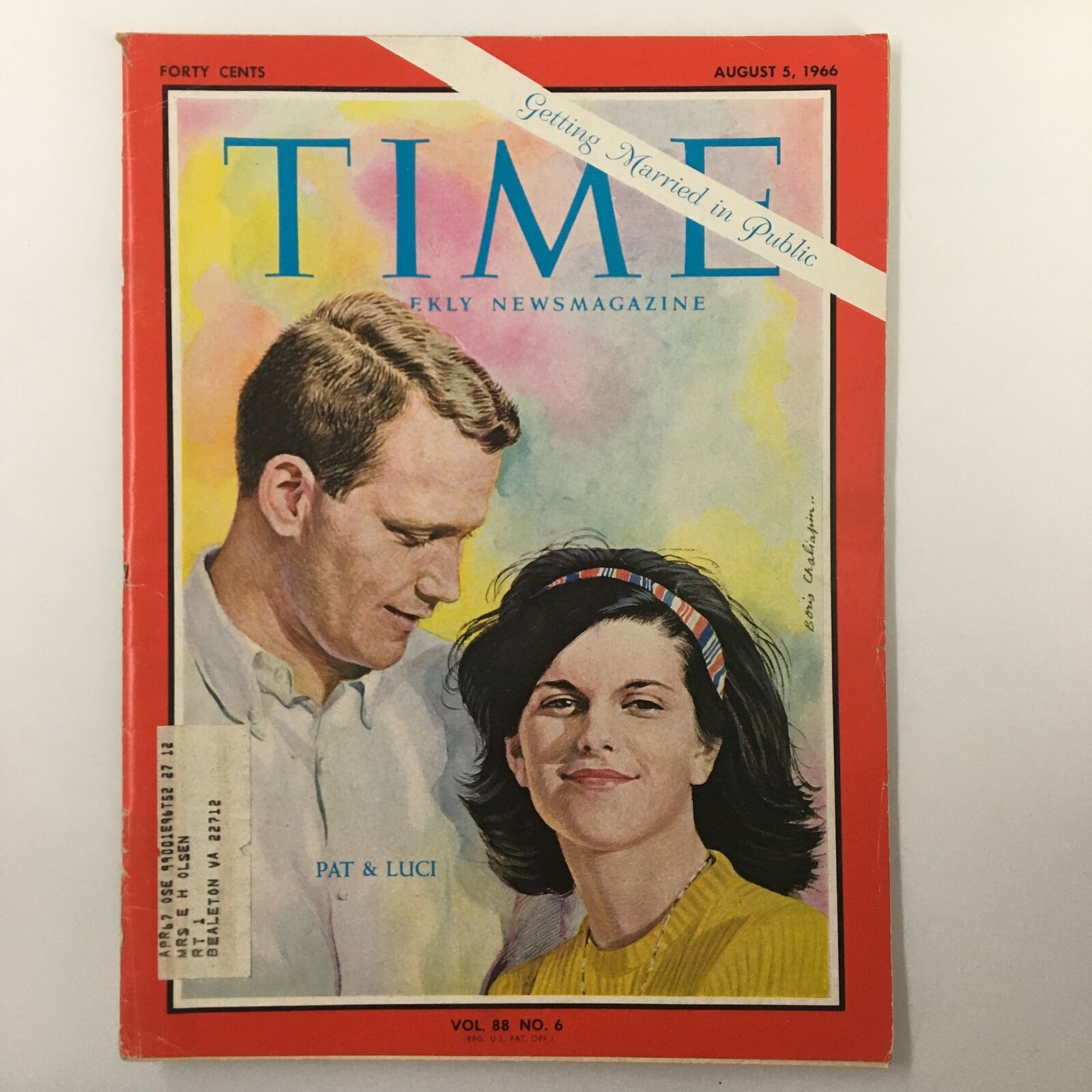 VTG Time Magazine August 5 1966 Pat and Luci Getting Married in Public