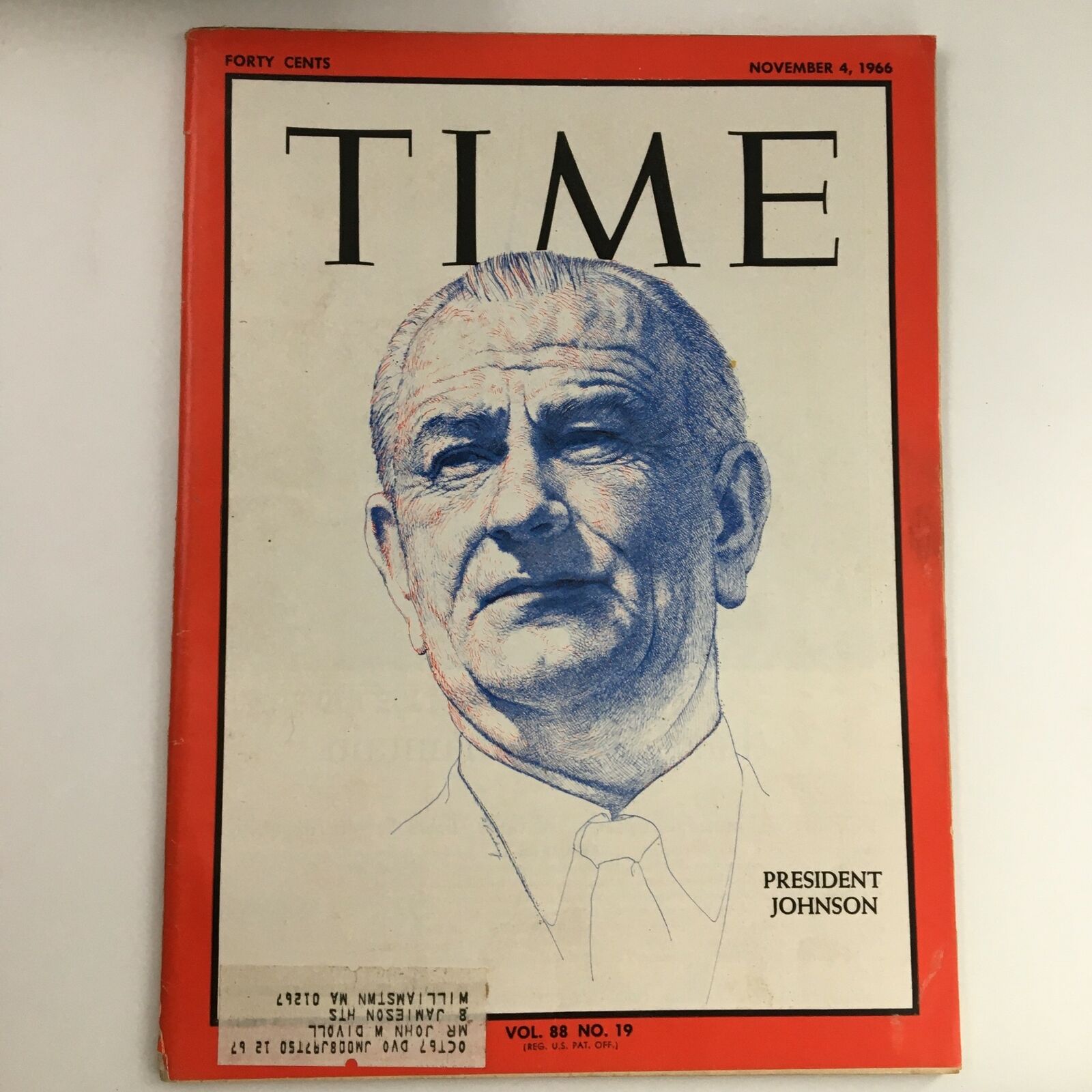 Time Magazine November 4 1966 Vol 88 #19 President Lyndon Johnson Illustration