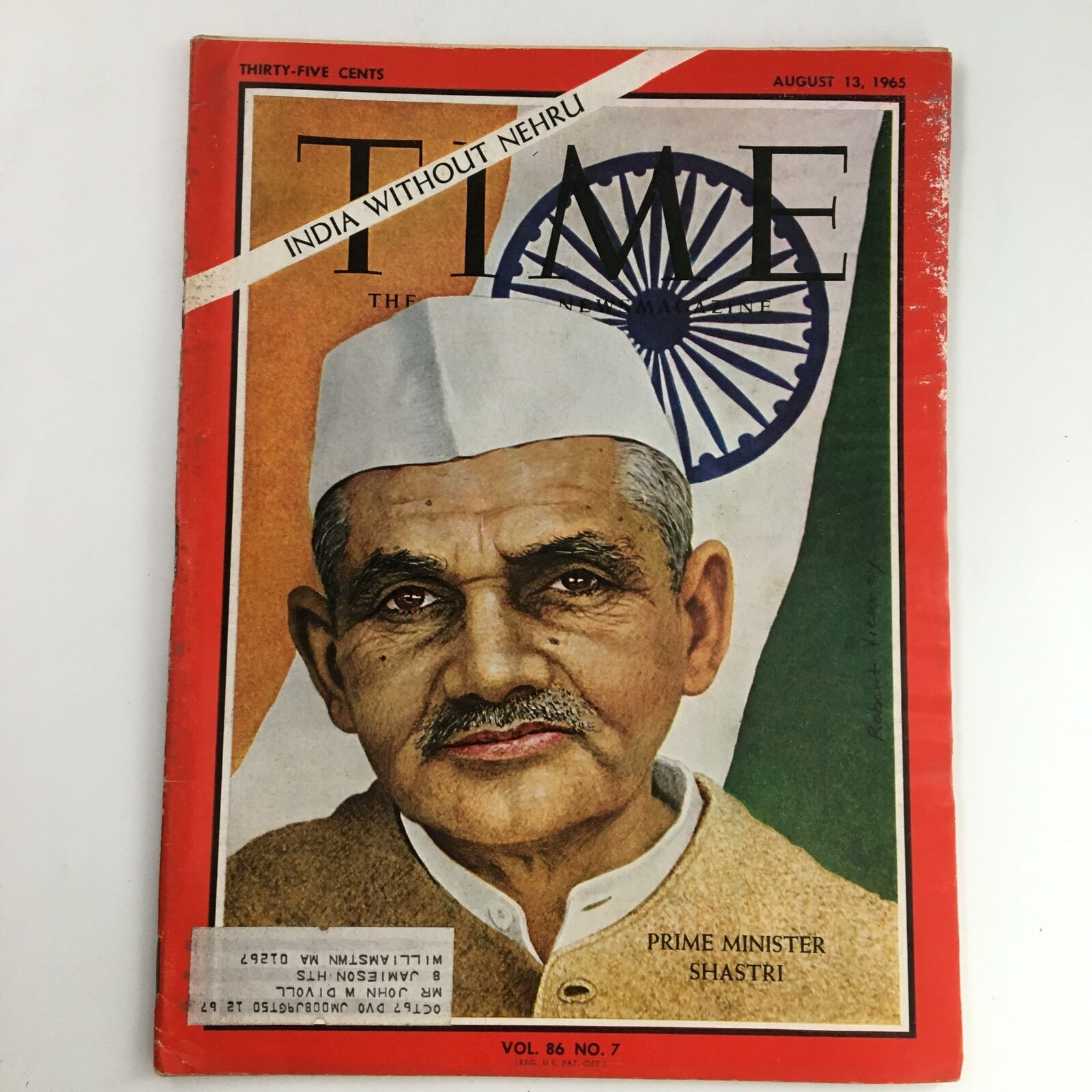 Time Magazine August 13 1965 Vol 86 #7 India Prime Minister Lal Bahadur Shastri