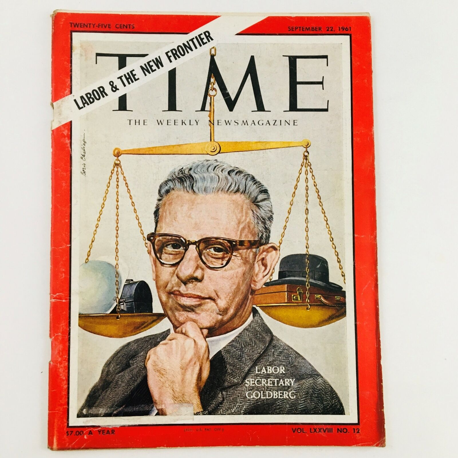 VTG Time Magazine September 22 1961 Vol. 78 No. 12 Labor Sec. Arthur Goldberg