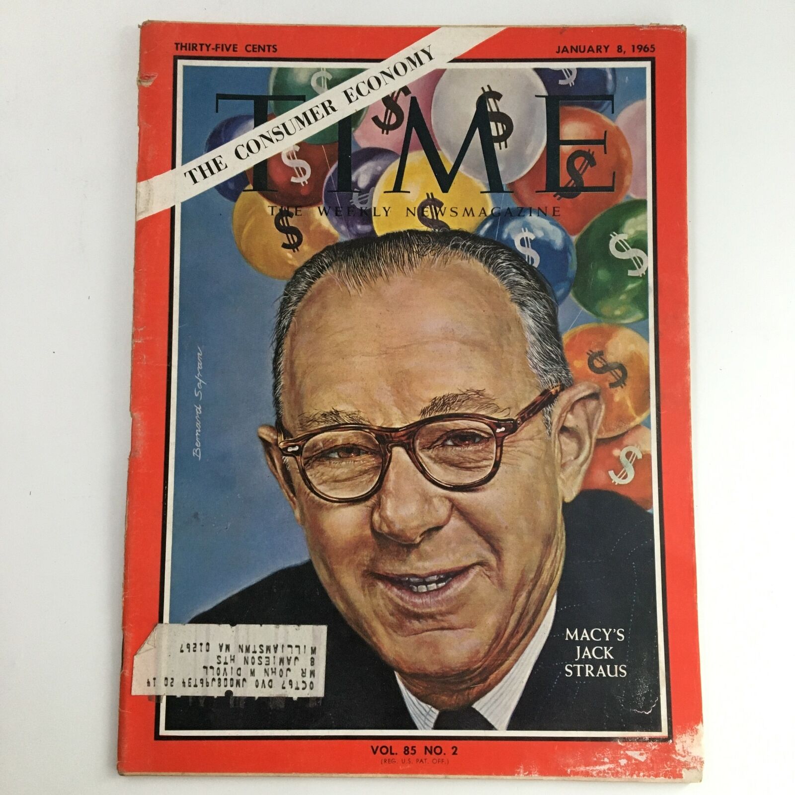 Time Magazine January 8 1965 Vol 85 #2 Macy's Co-Owner Businessman Isidor Straus