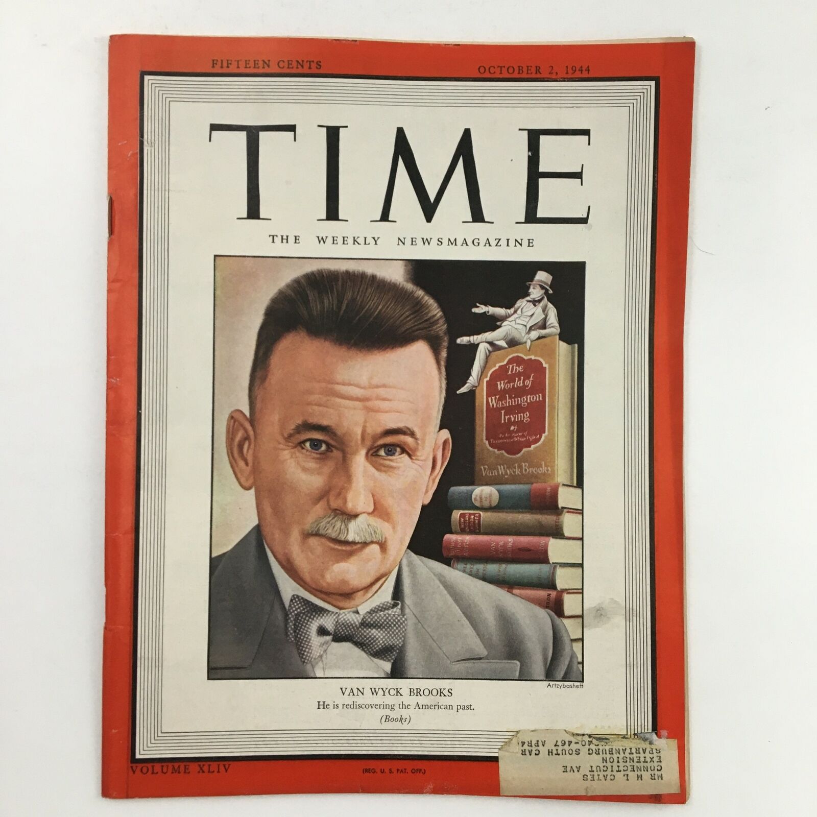 Time Magazine October 2 1944 Vol. 44 No. 14 Van Wyck Brooks Rediscovering Past